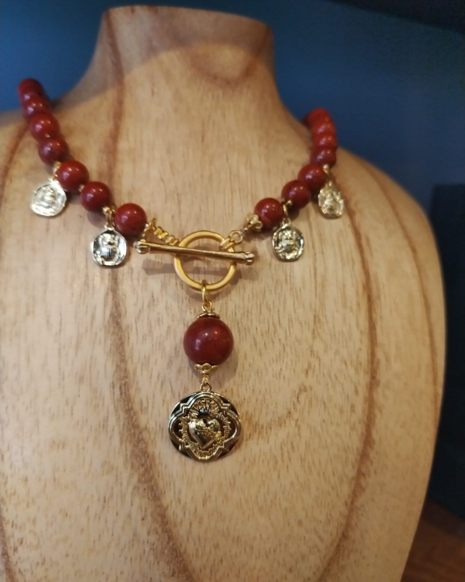 Tourmaline Necklace with Gold Charms and Medallion