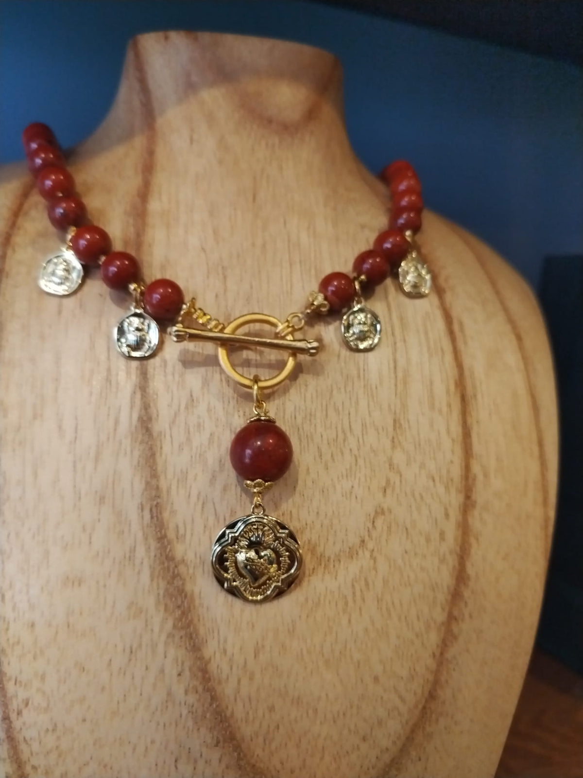 Tourmaline Necklace with Gold Charms and Medallion