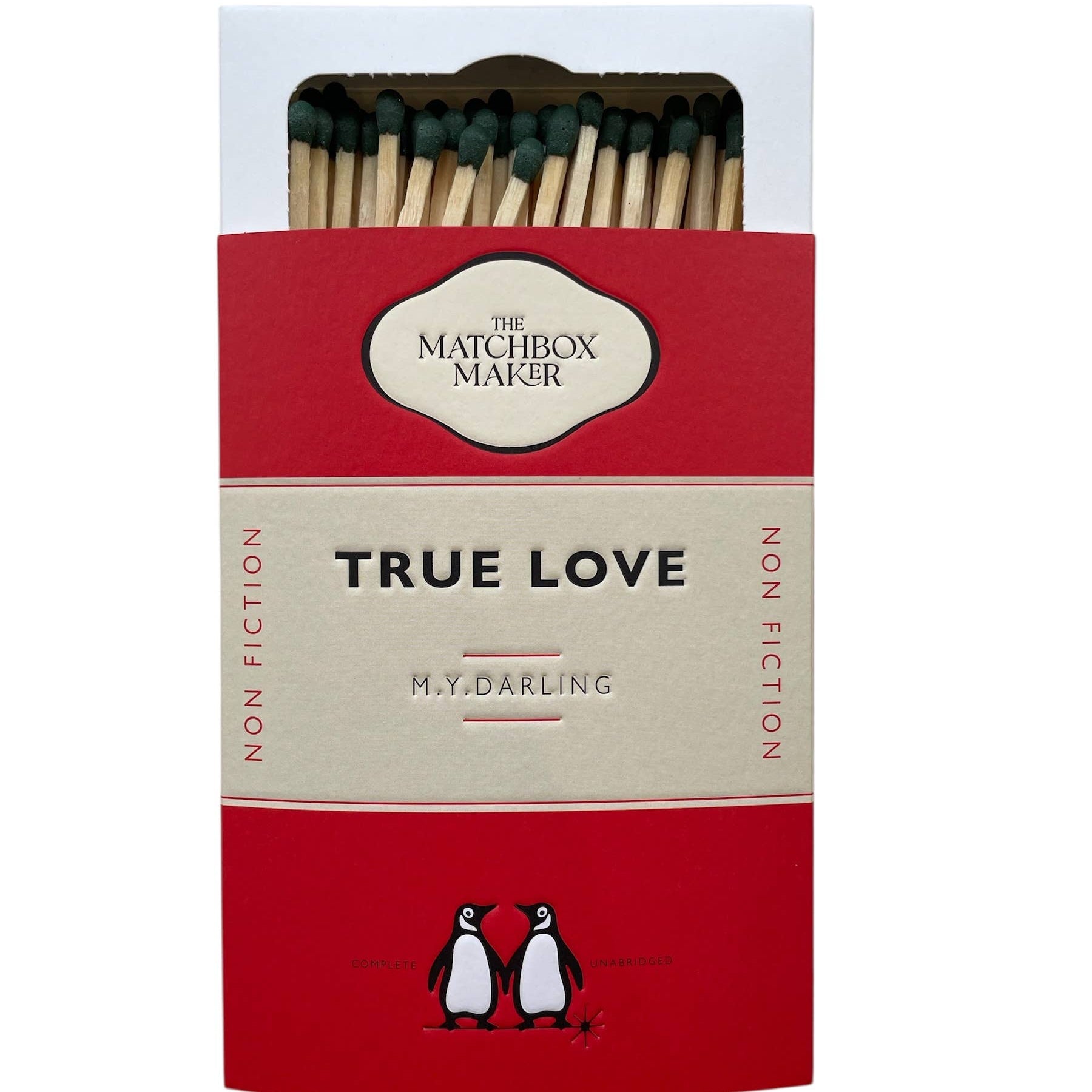 True Love By My Darling Faux Penguin Book Cover Luxury Matchbox