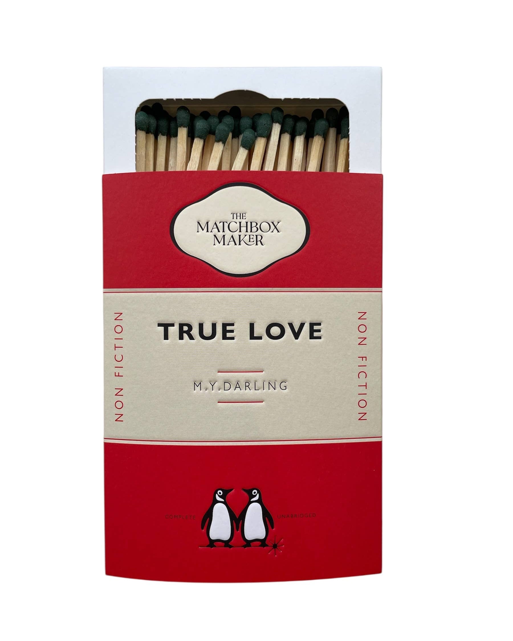 True Love By My Darling Faux Penguin Book Cover Luxury Matchbox