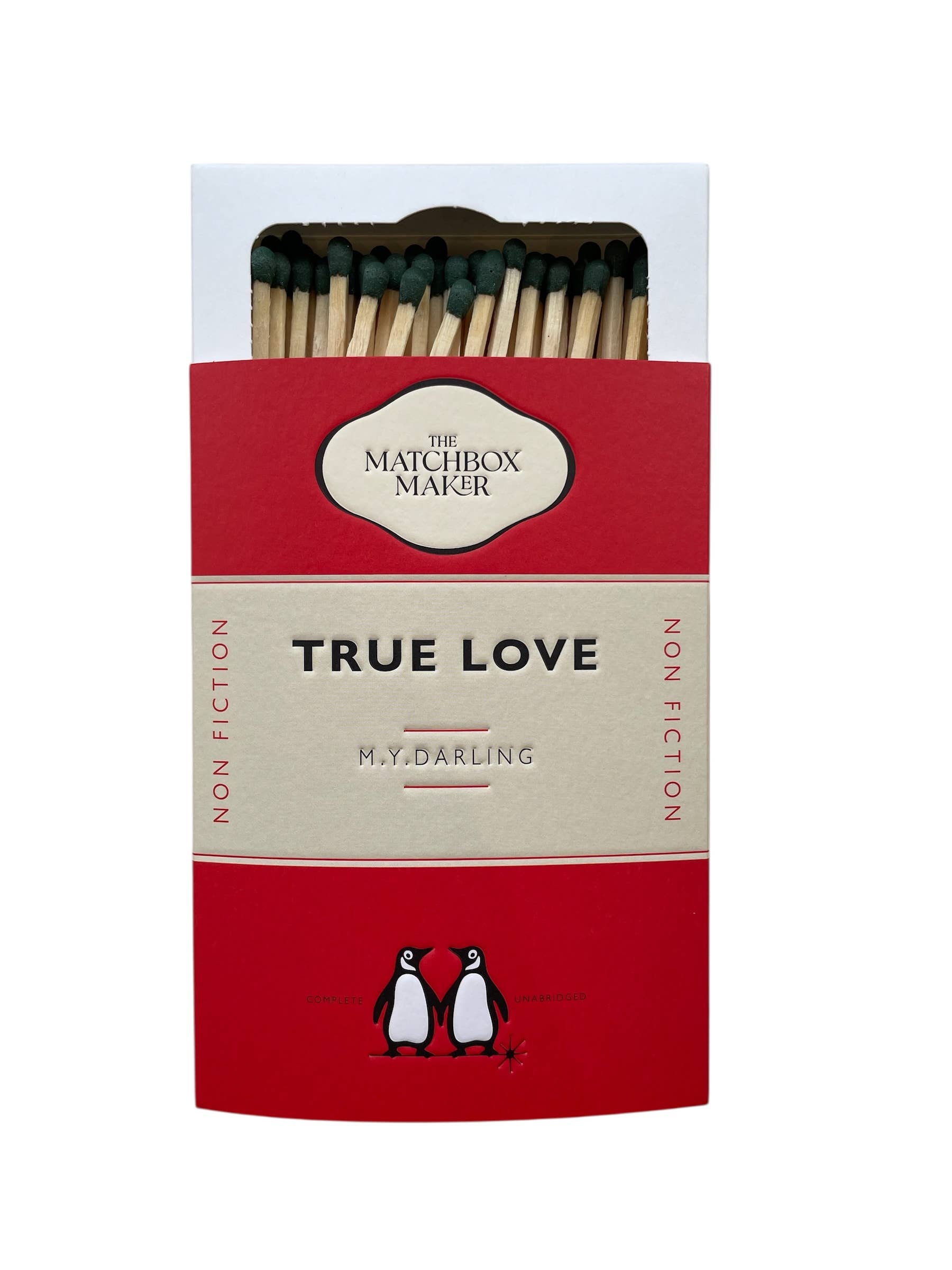 True Love By My Darling Faux Penguin Book Cover Luxury Matchbox