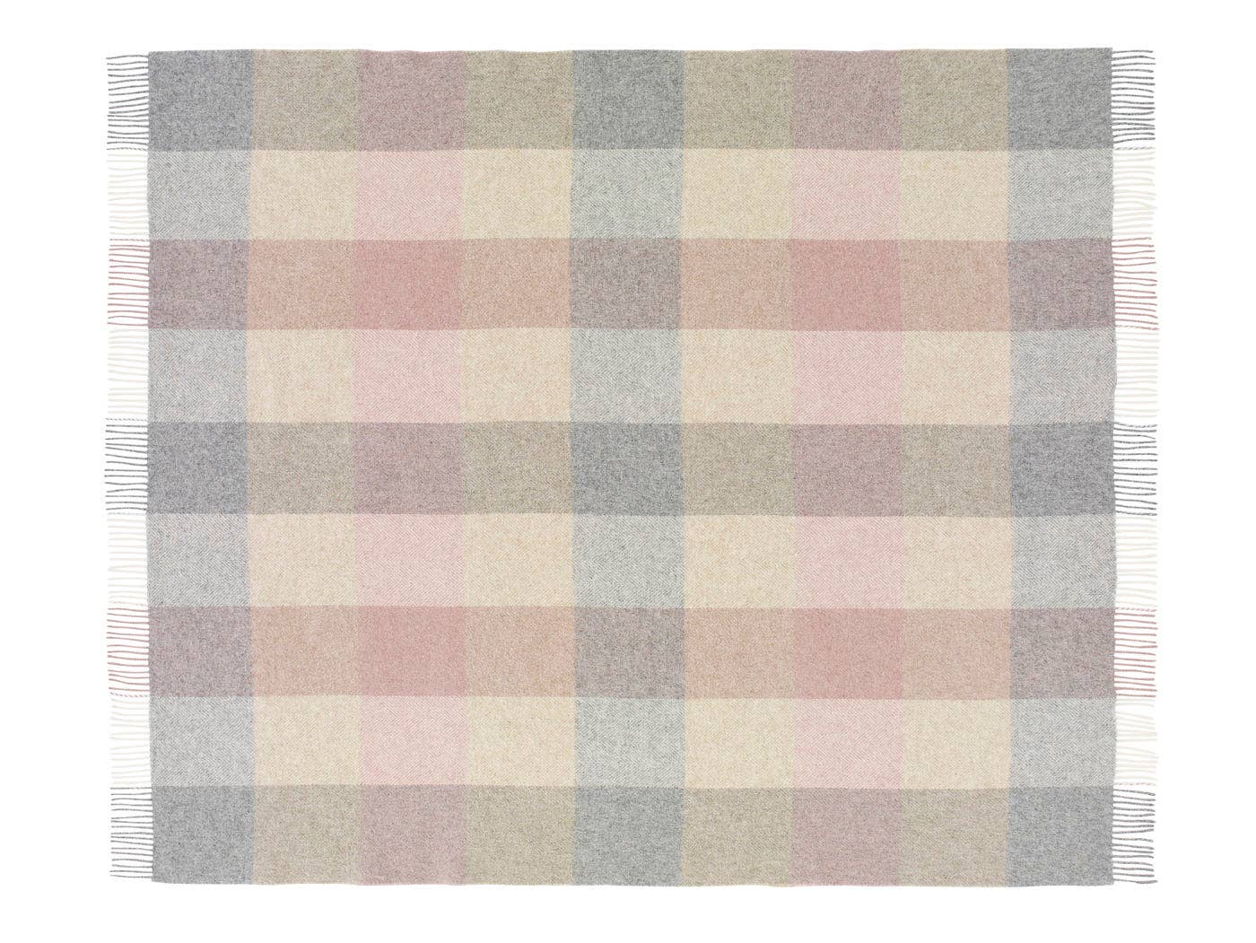 British Wool Block Check Throw in Natural - Bronte By Moon