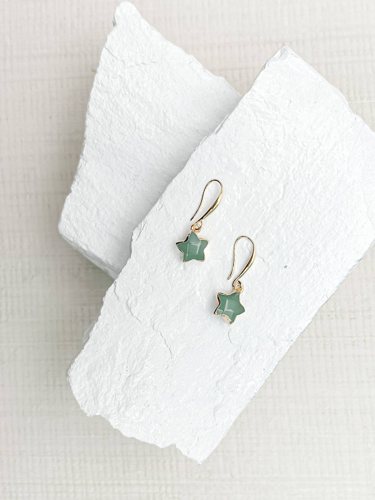Green Aventurine Star Gold-Plated Earrings