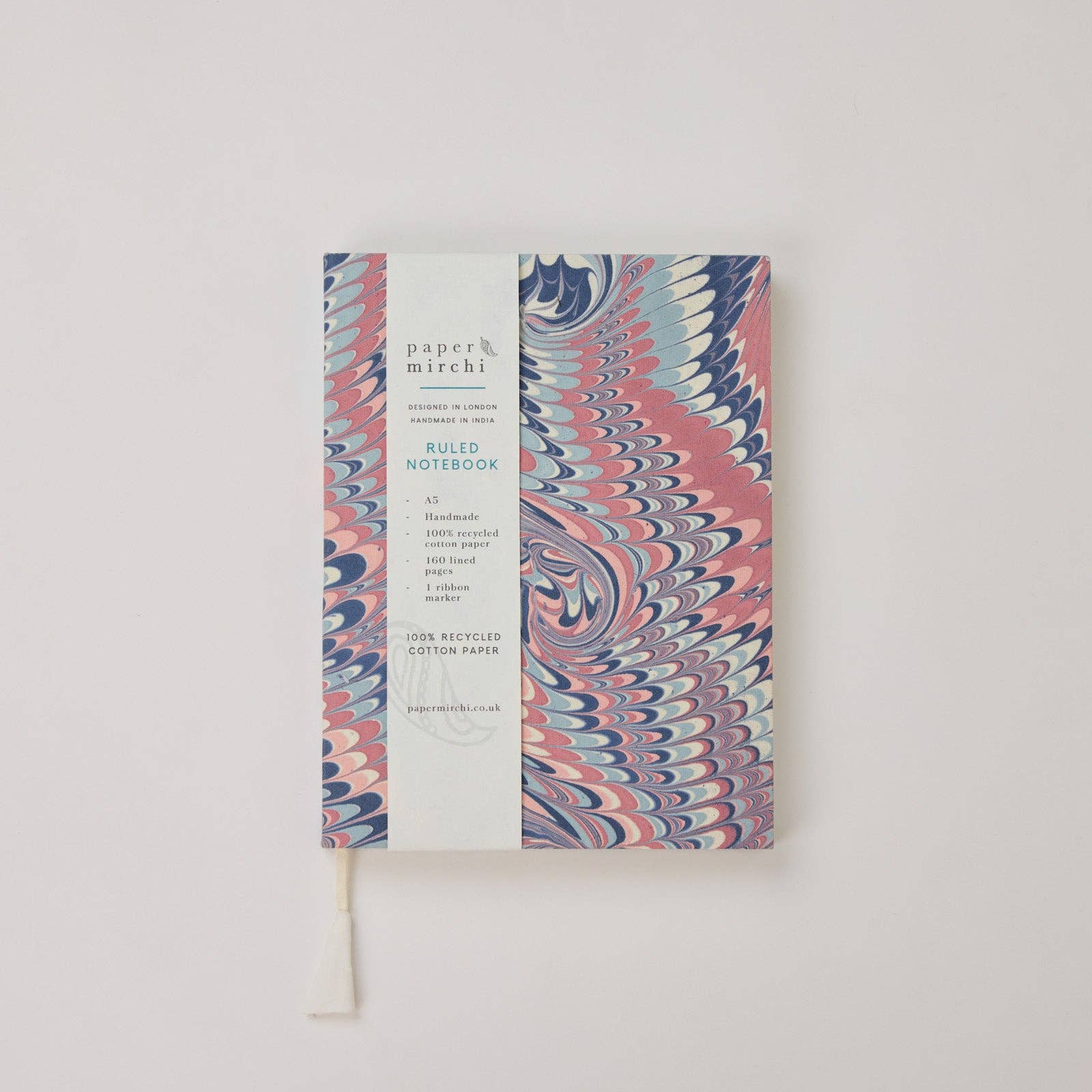 Hand Marbled Ruled Notebook A5 – Twisted Scallops Hydrangea
