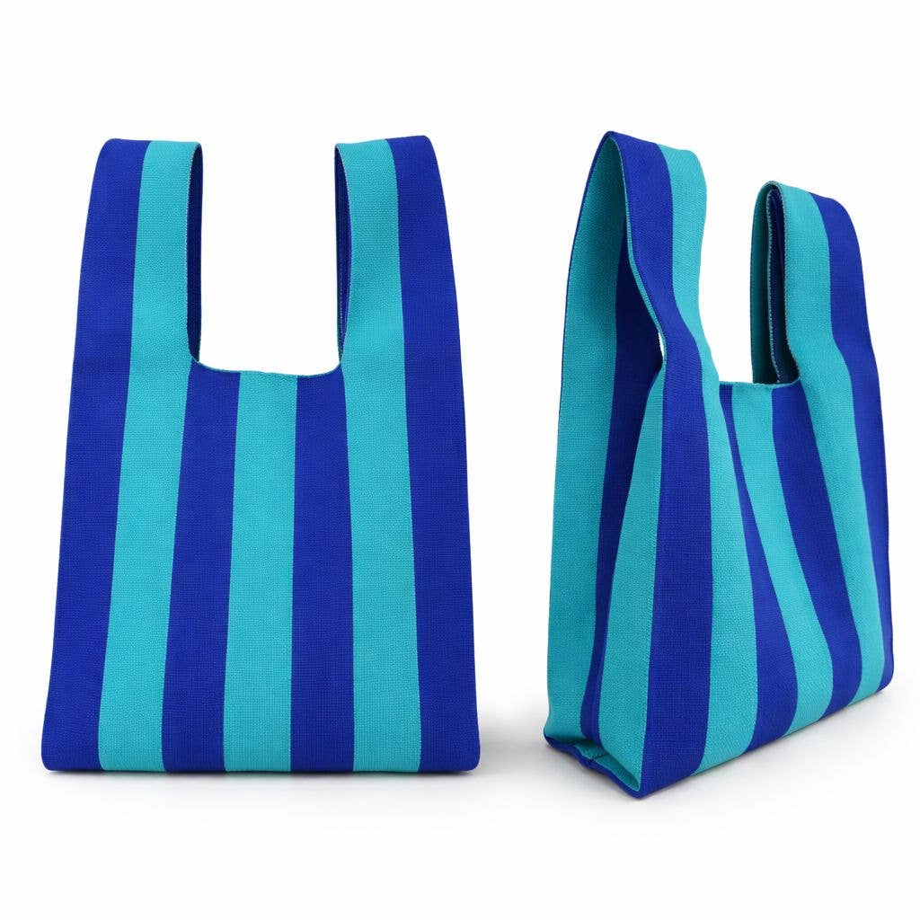 Black and Cream Striped Knitted Tote Bag by Tokii