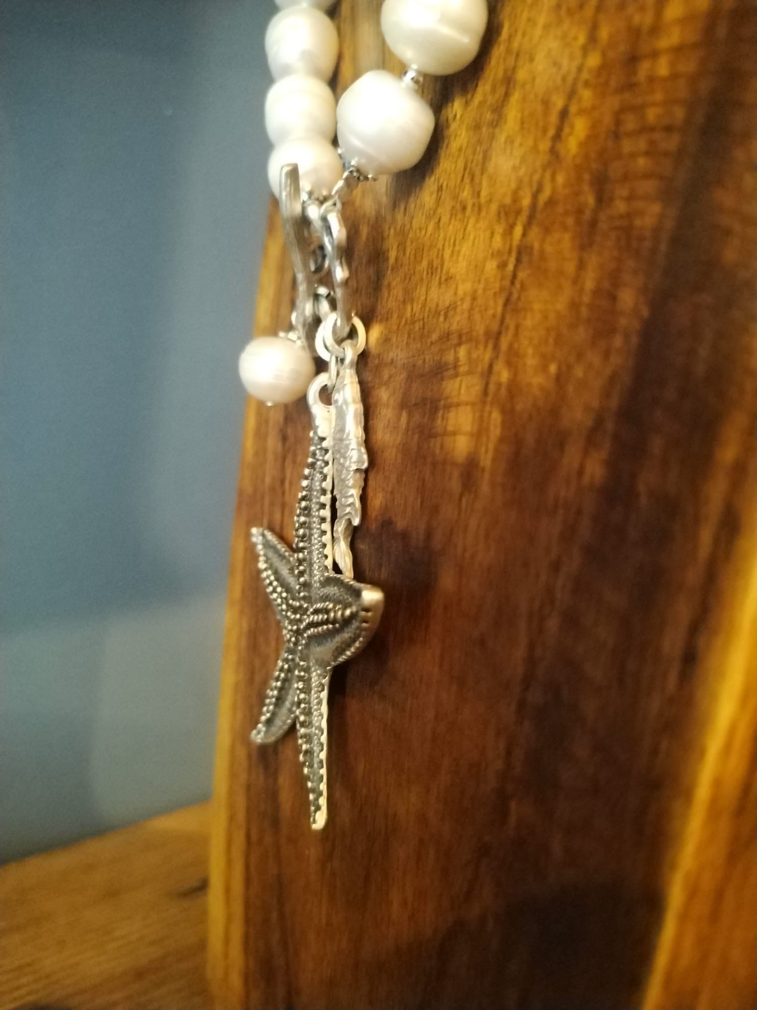 Freshwater Pearl Necklace With Silver Starfish Charm