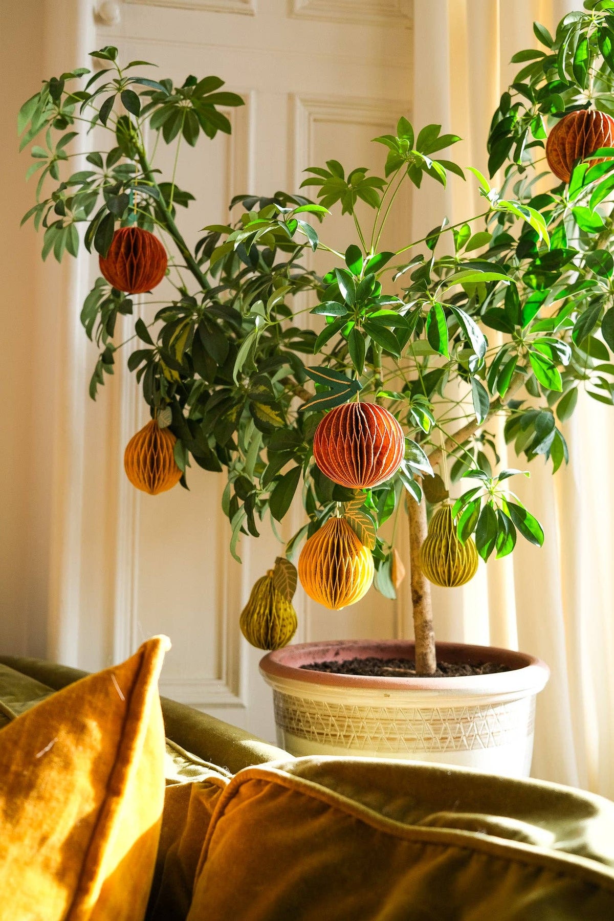 Orange Honeycomb Paper Christmas Decoration