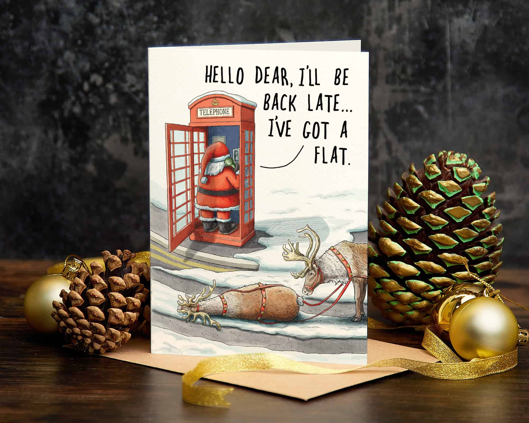 Reindeer Flat Funny Christmas Card