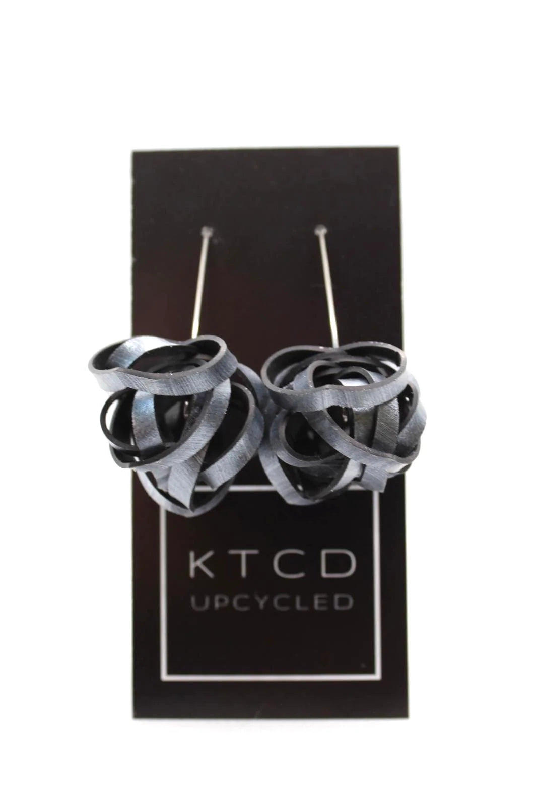 Silver Pom-Pom Earrings – Upcycled Bicycle Inner Tube