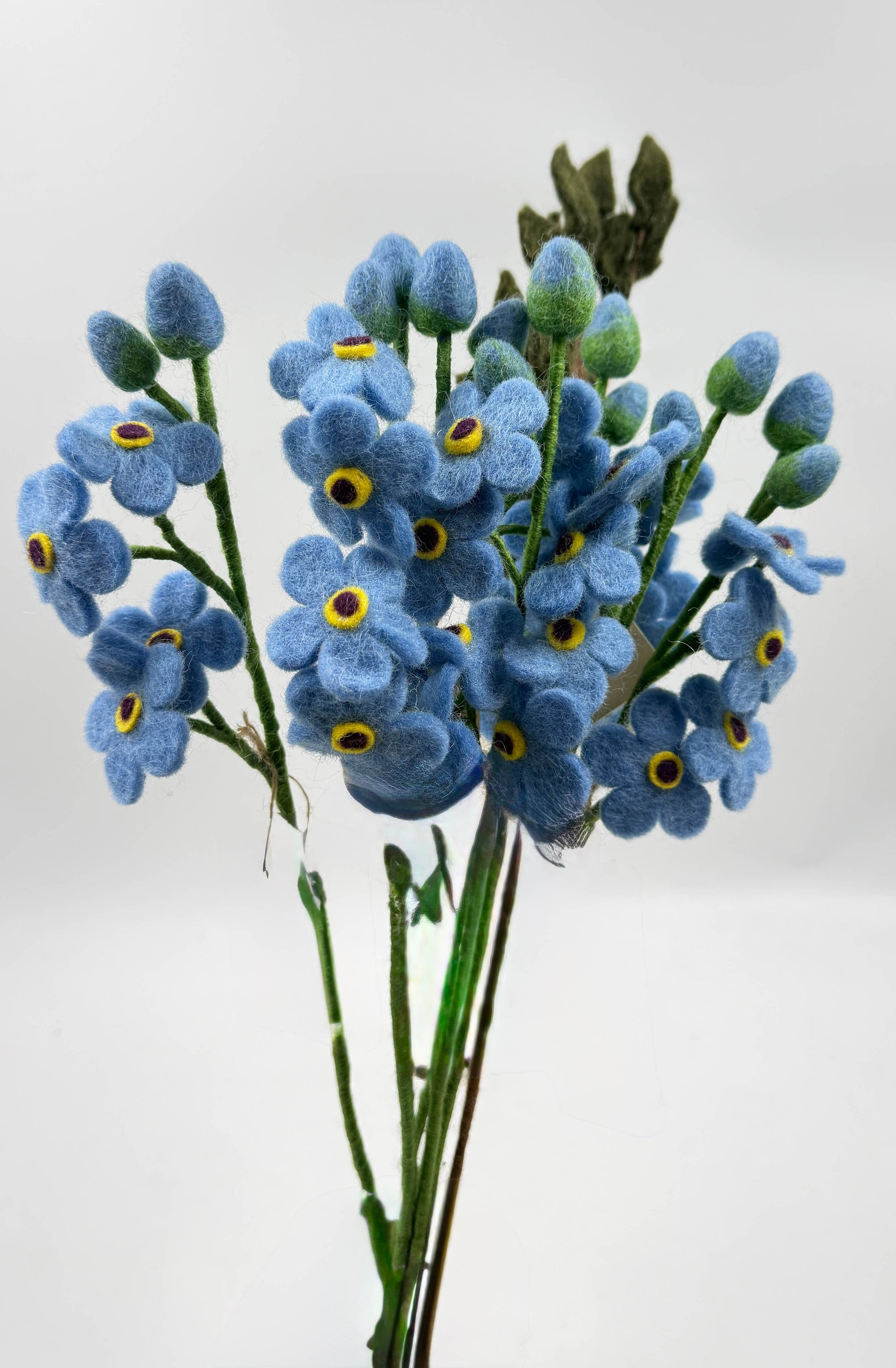Handcrafted Felt Forget-Me-Not Flower Stem – Ethical Décor from Nepal