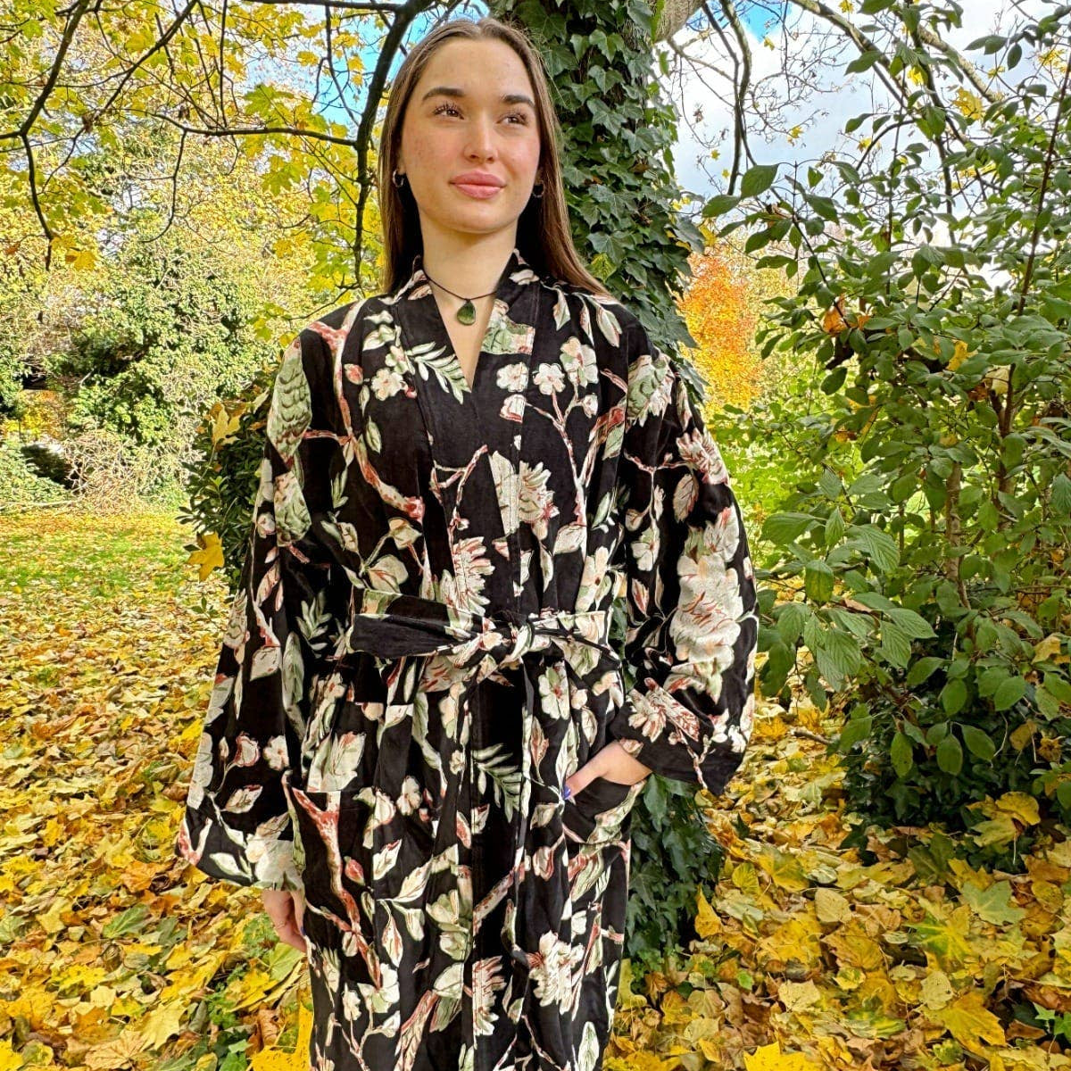 Black Velvet Kimono Robe Fully Lined UK 10 16