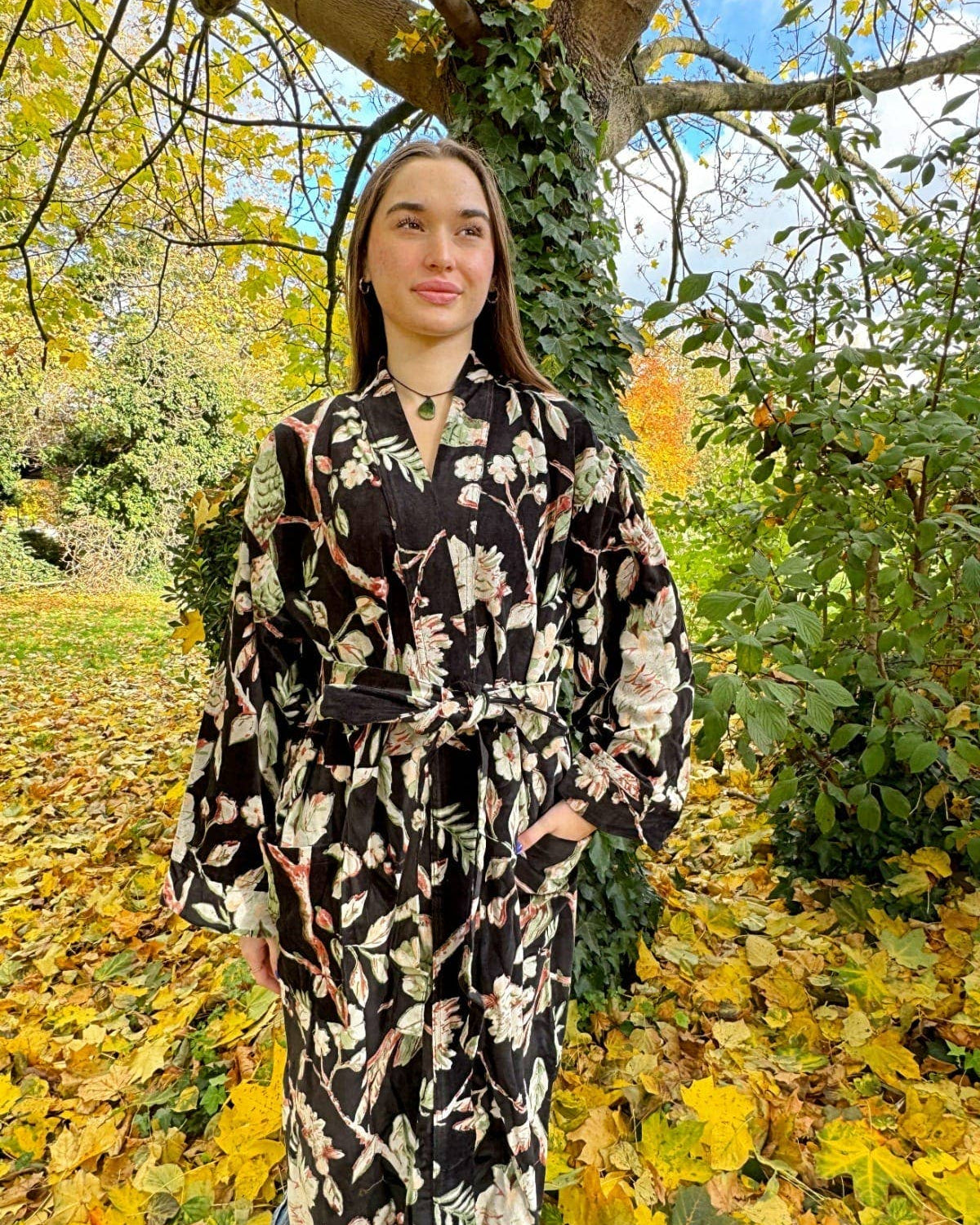 Black Velvet Kimono Robe Fully Lined UK 10 16