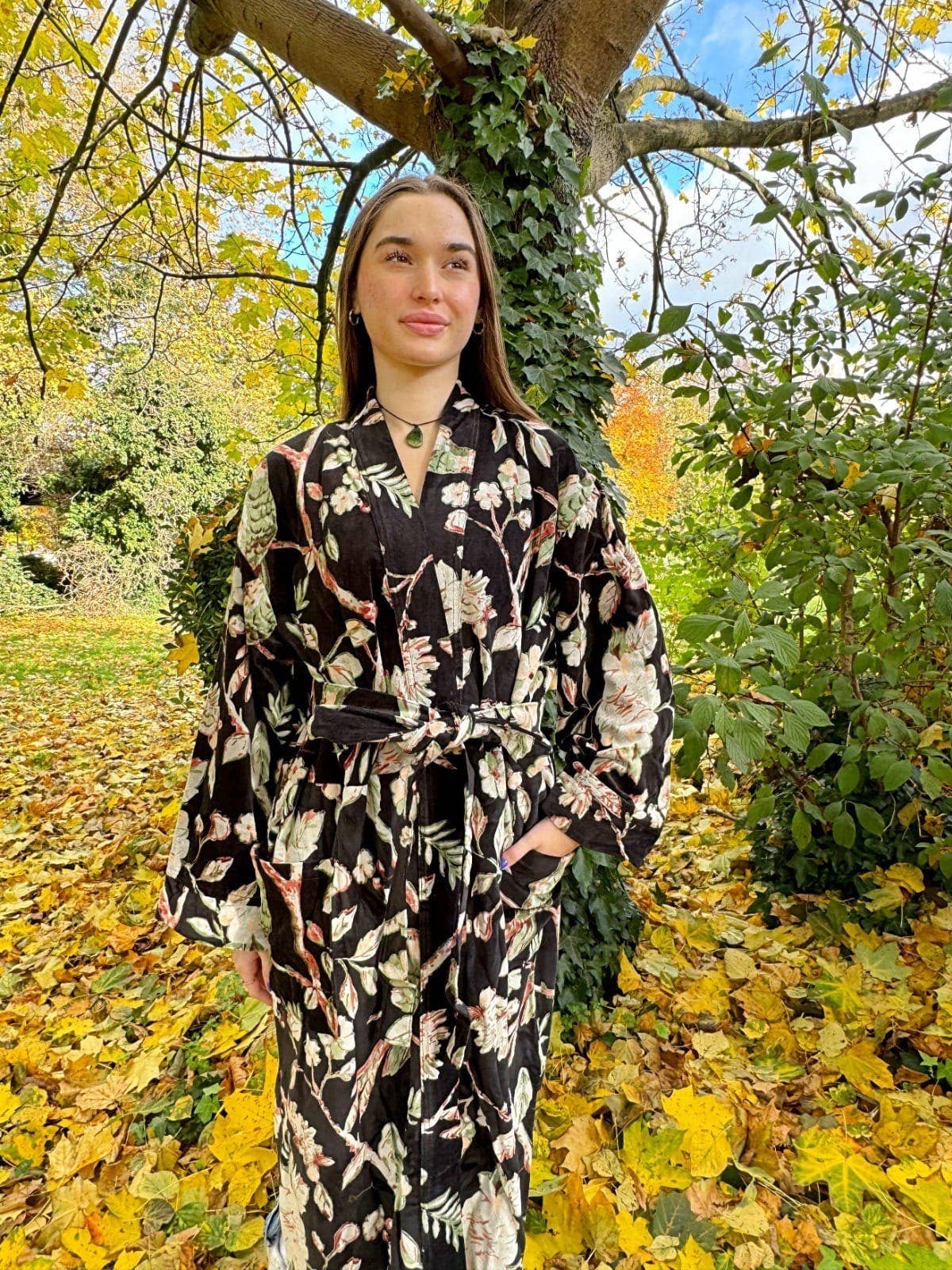 Black Velvet Kimono Robe Fully Lined UK 10 16