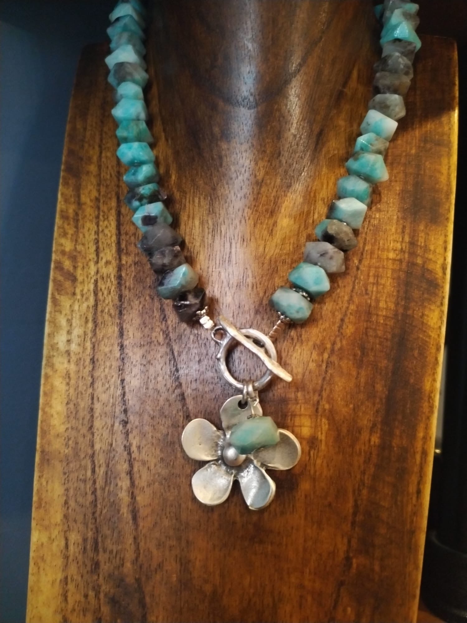 Apatite Necklace With Silver Flower Charm