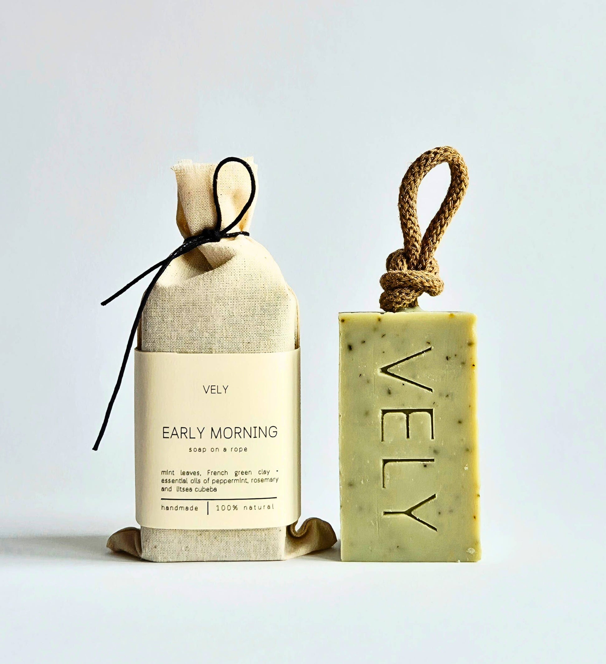 Natural Peppermint and Eucalyptus Soap on a Rope Early Morning