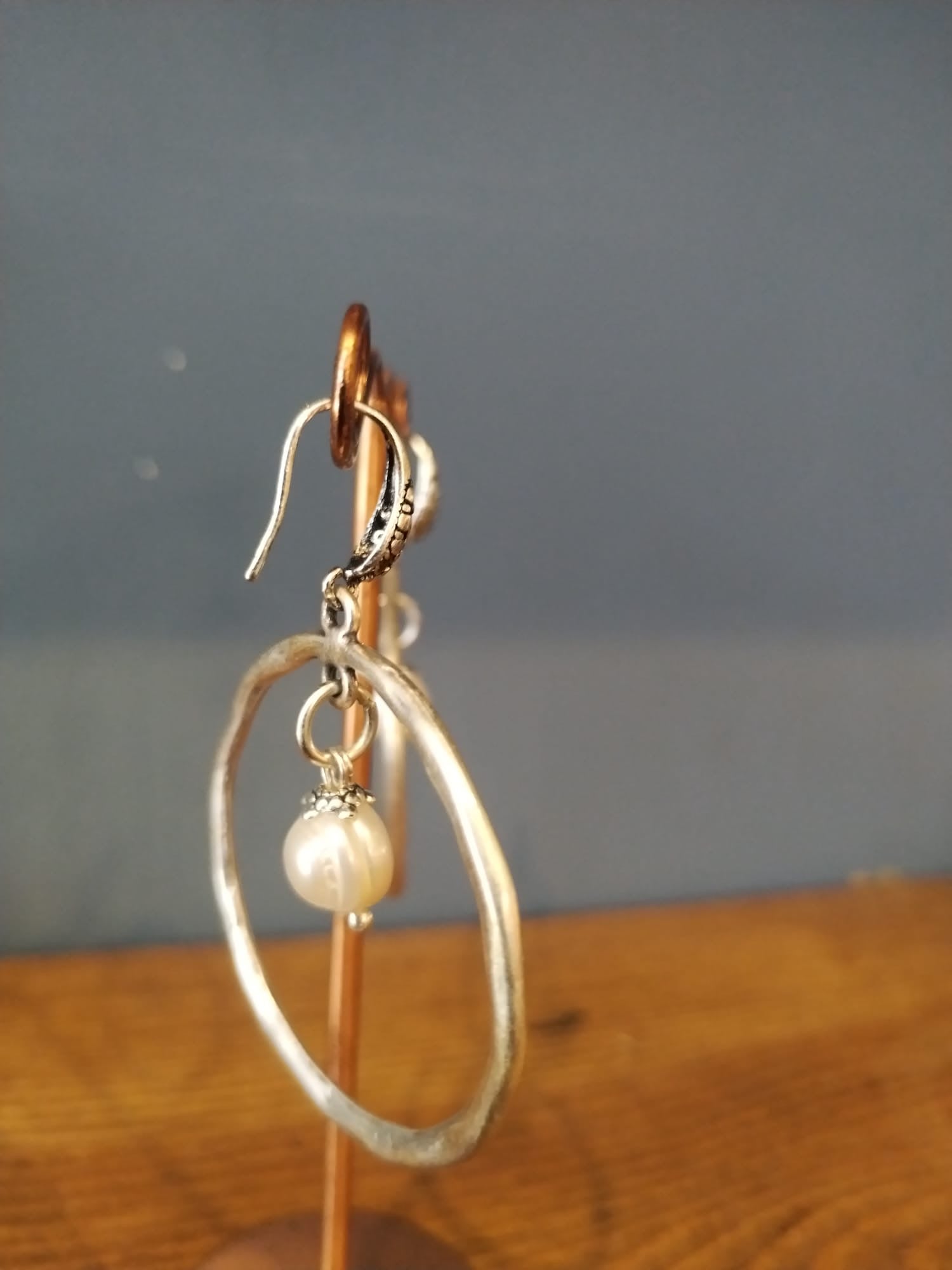 Silver hoop with Pearl Earrings