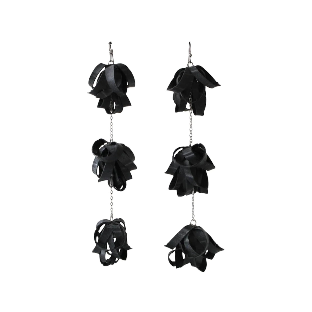 Popcorn Three Tier Earrings – Upcycled Bicycle Inner Tube