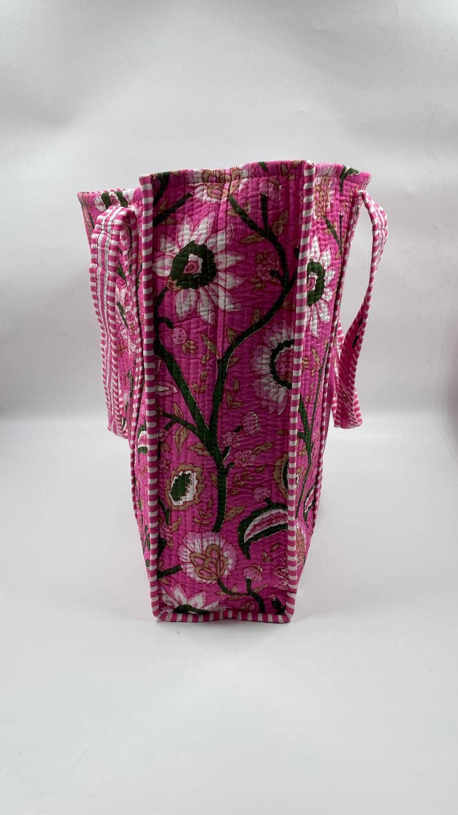 Cotton Quilted Pink Floral Tote Bag