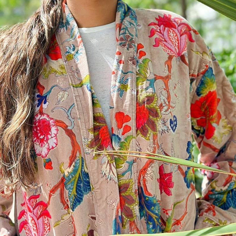 Luxury Velvet Robe - Autumn Poudre Beige