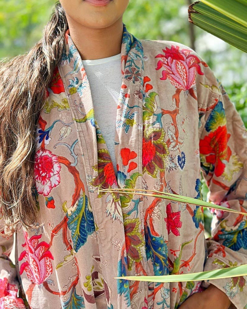 Luxury Velvet Robe - Autumn Poudre Beige