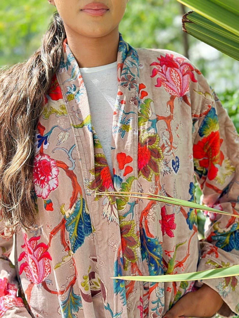 Luxury Velvet Robe - Autumn Poudre Beige