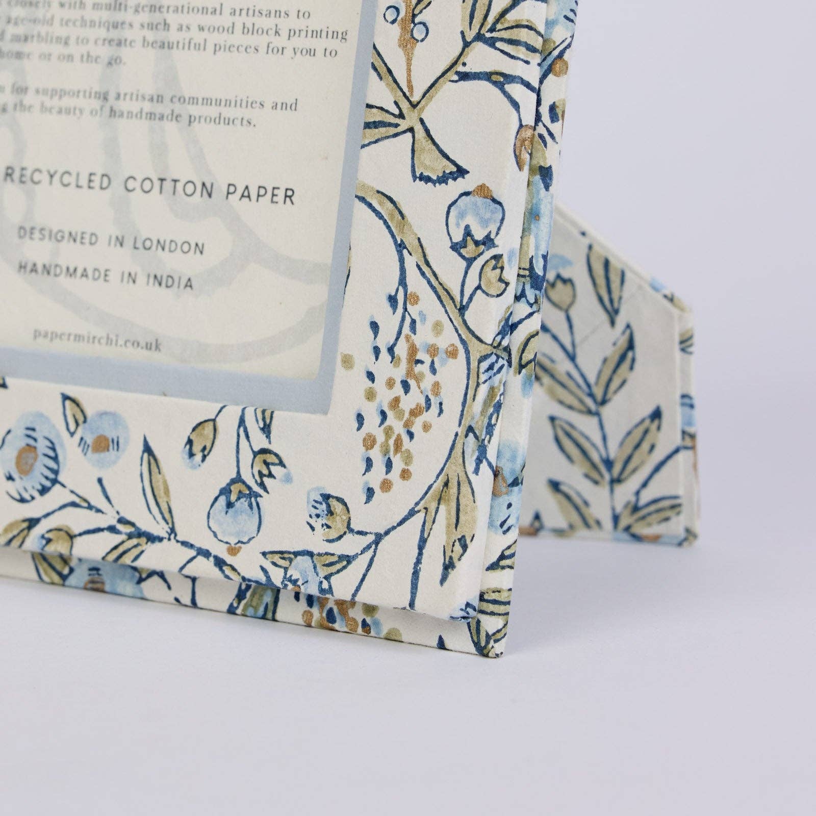 Songbird Blue Stone Hand Block Printed Picture Frame 5 × 7
