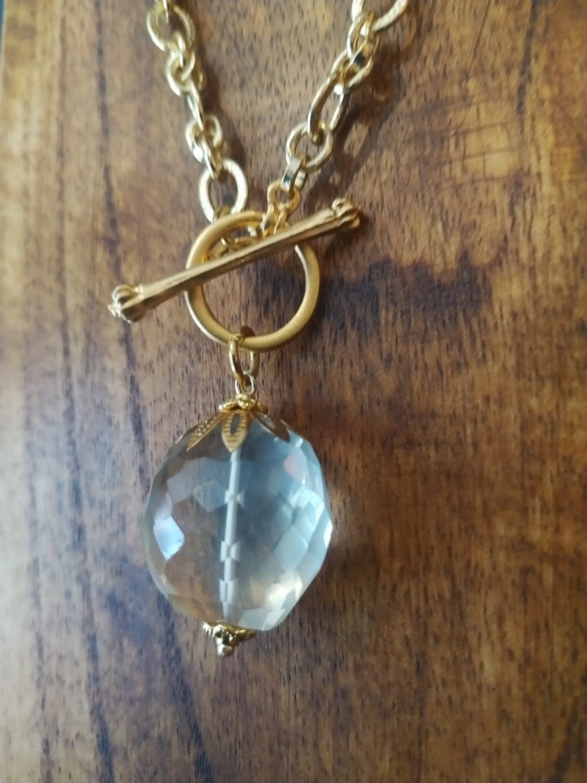 Faceted Citrine on gold chain