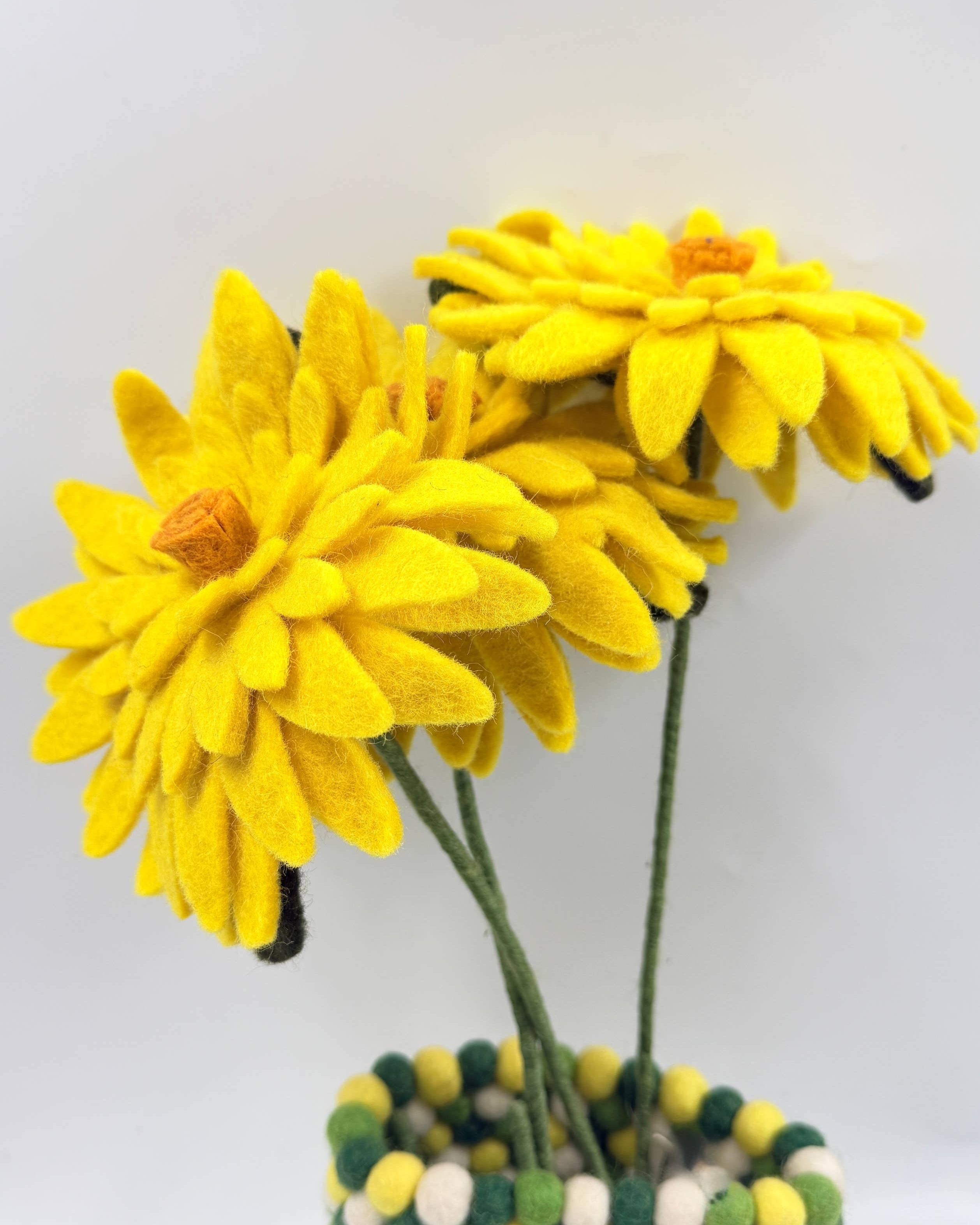 Felt Sunflower Stem – Handmade Yellow Felt Flower Decoration