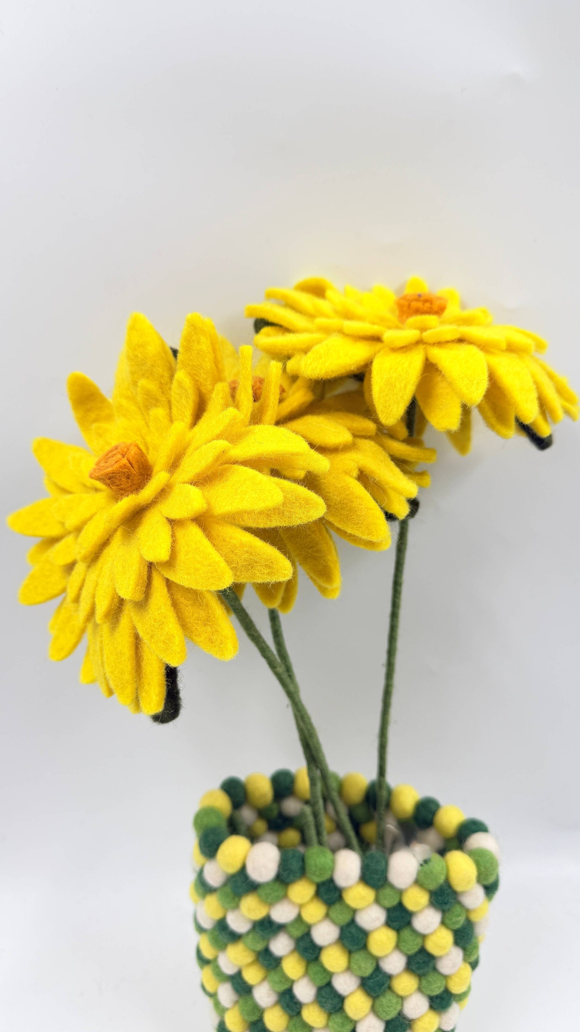 Felt Sunflower Stem – Handmade Yellow Felt Flower Decoration
