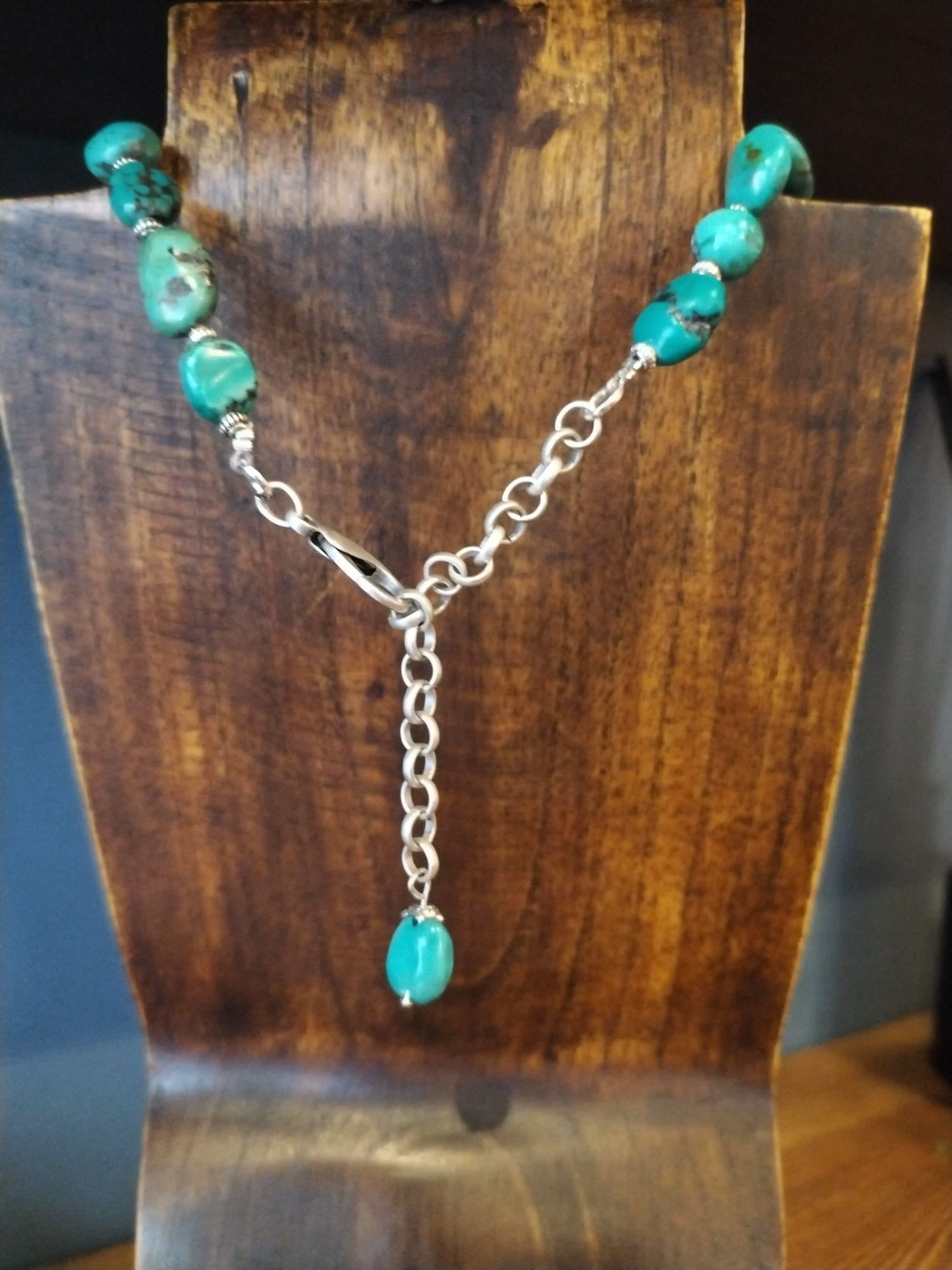 Turquoise Pebble Necklace With Antique Venetian Trade Beads