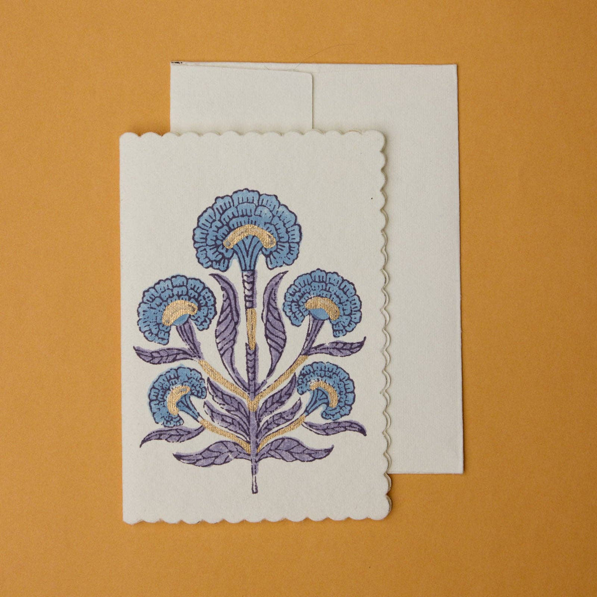 Mirchi Hand Block Printed Greeting Card - Poppy Lavender