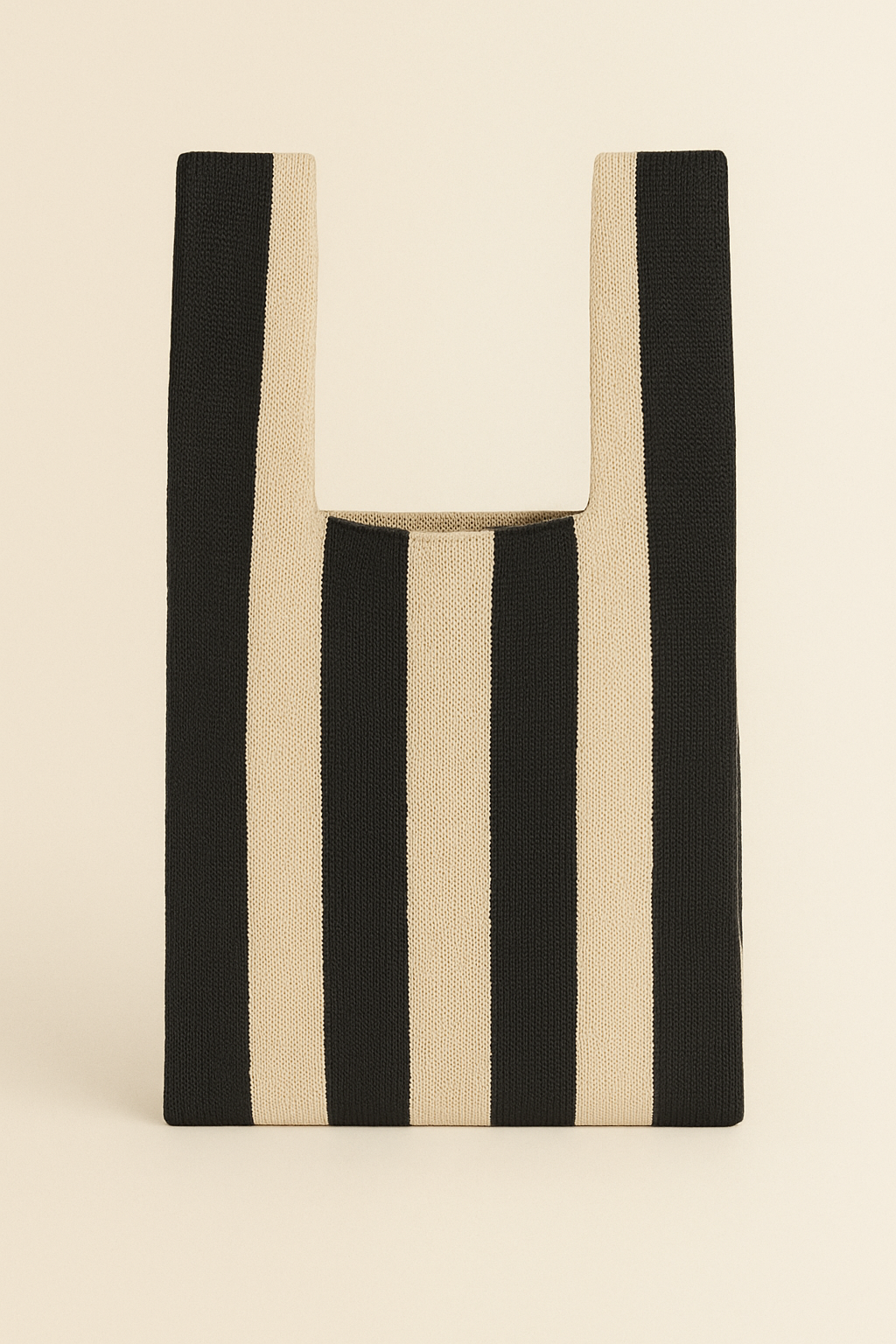 Black and Cream Striped Knitted Tote Bag by Tokii