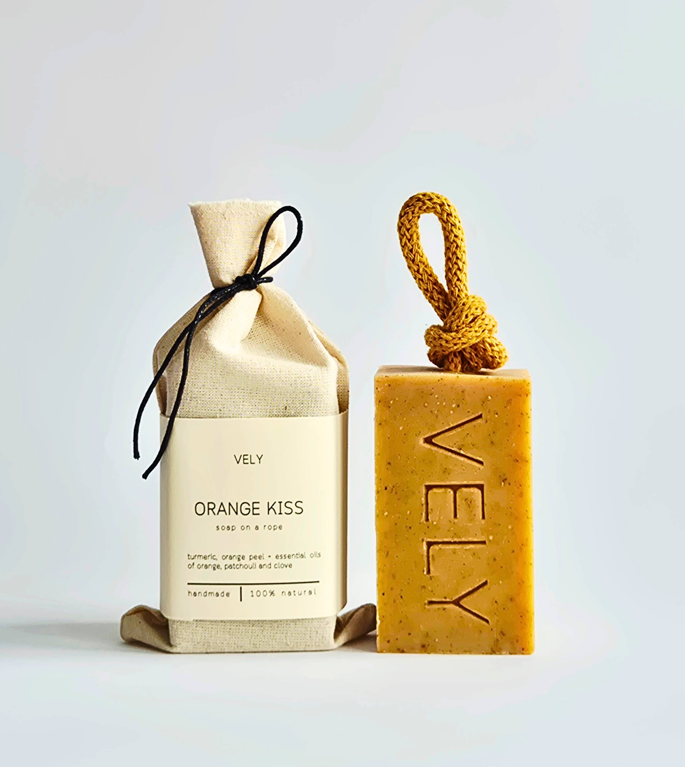 Natural Orange, Patchouli and Clove Soap on a Rope Orange Kiss