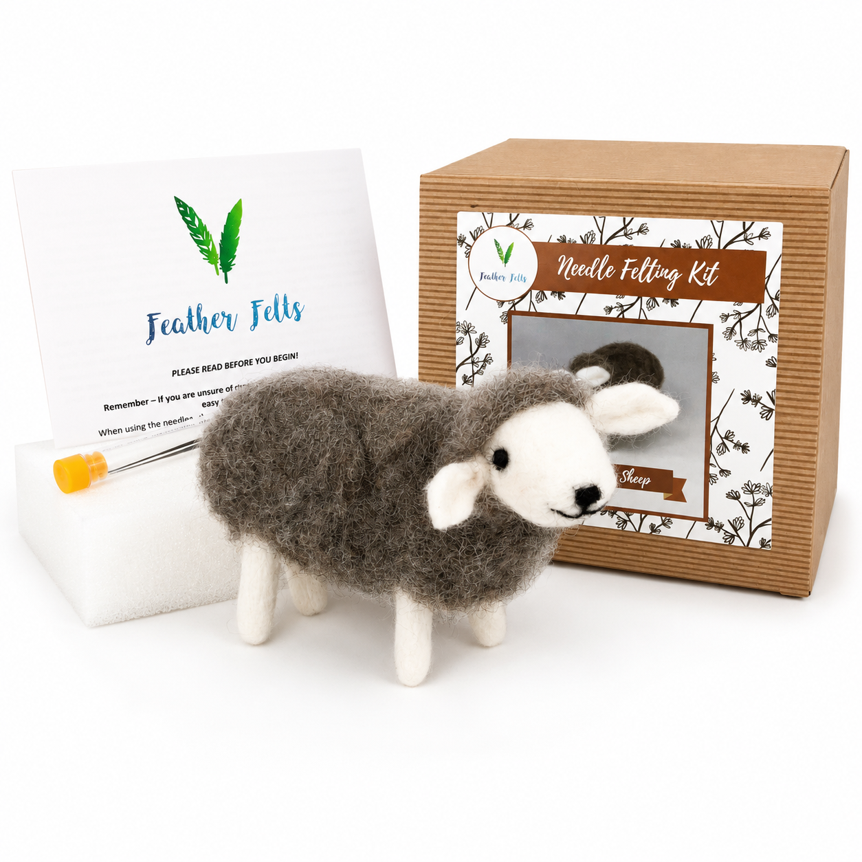 Grey Sheep Needle Felting Kit With Foam