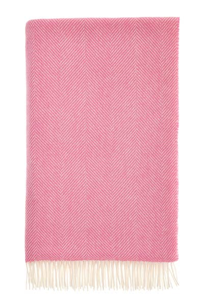 Herringbone Pure Wool Throw in Bubblegum by Bronte by Moon