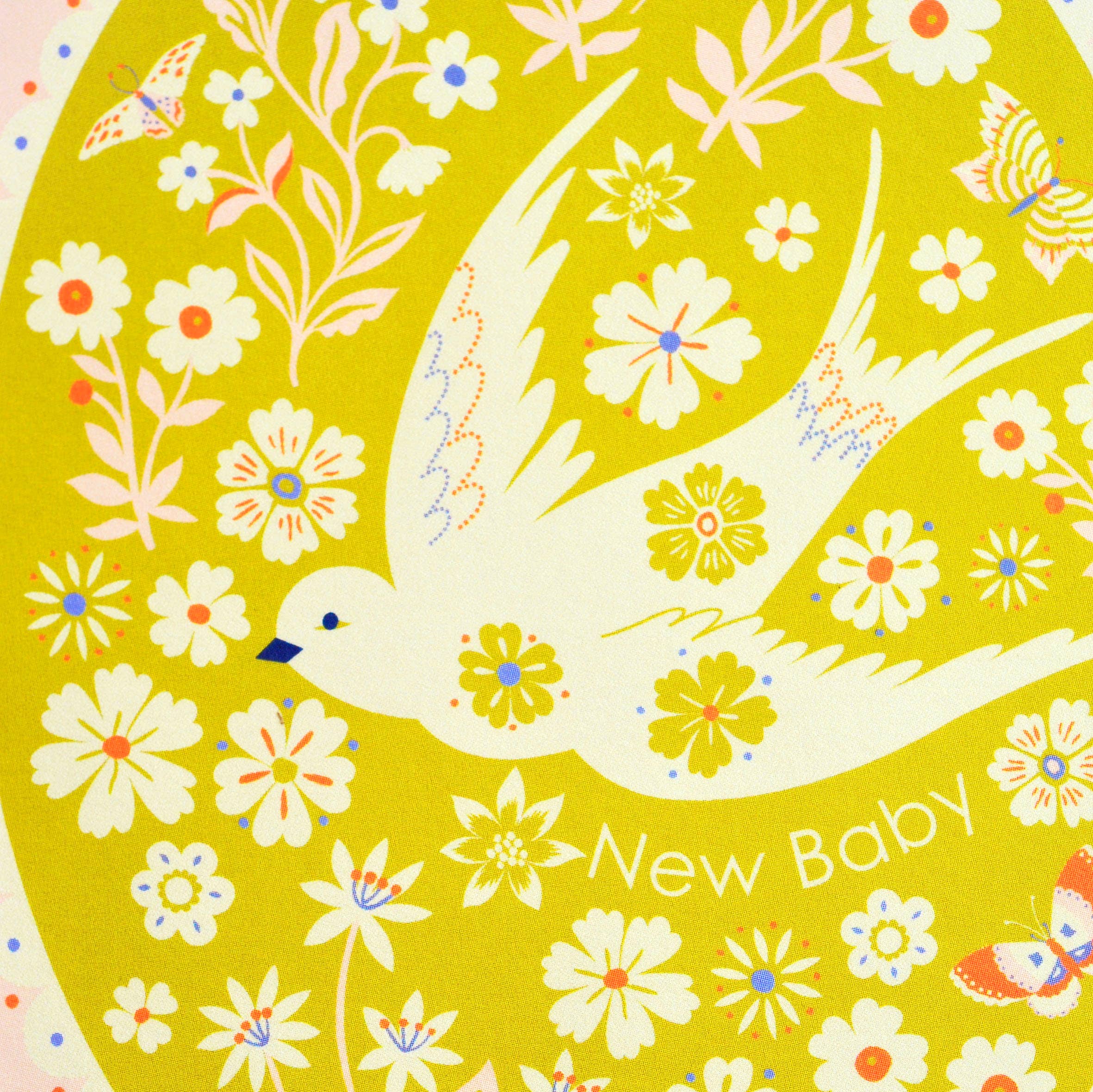 New Baby Card – Yellow Floral & Dove Design | Eco-Friendly UK Printed Greeting Card