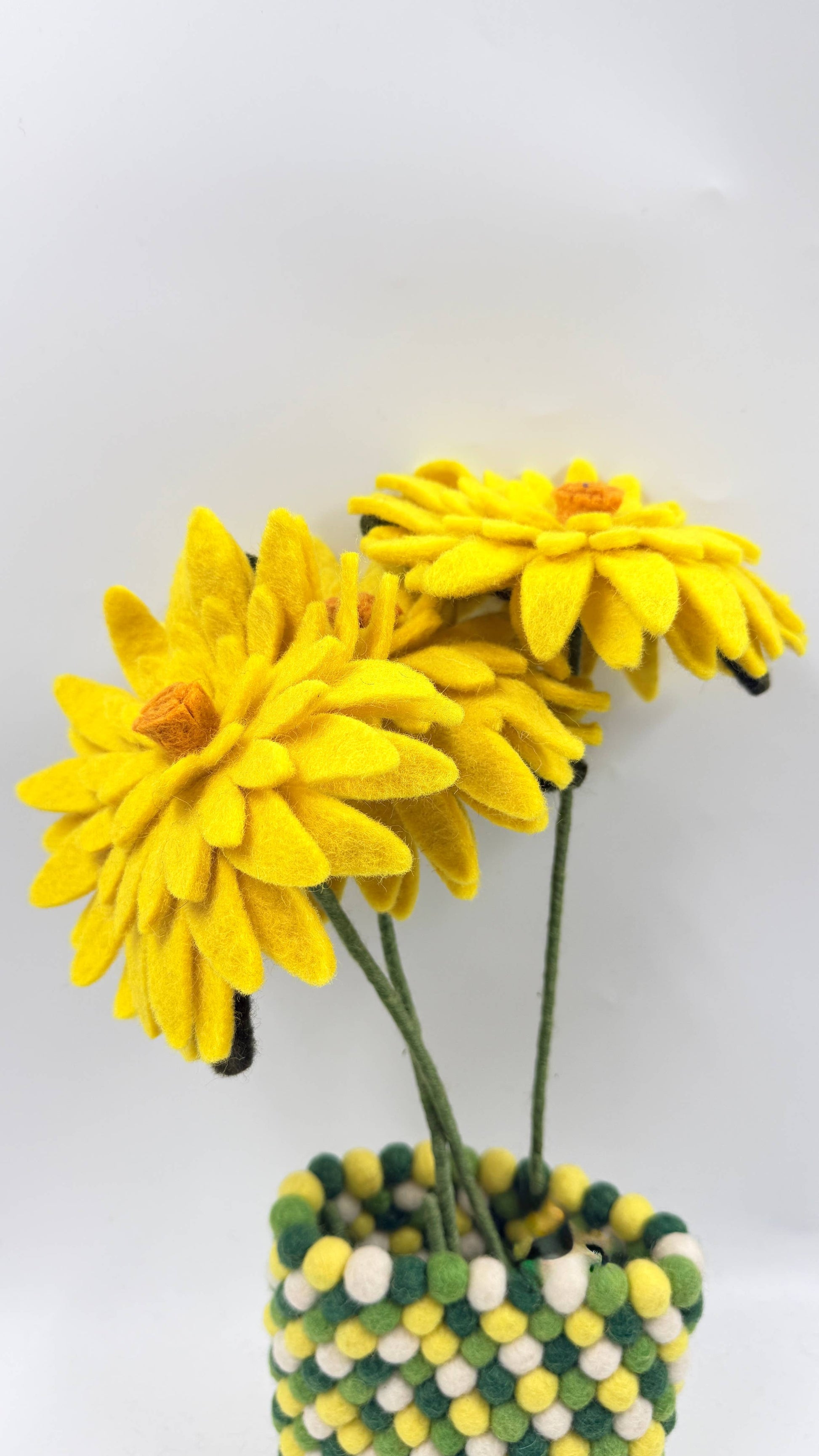 Felt Sunflower Stem – Handmade Yellow Felt Flower Decoration