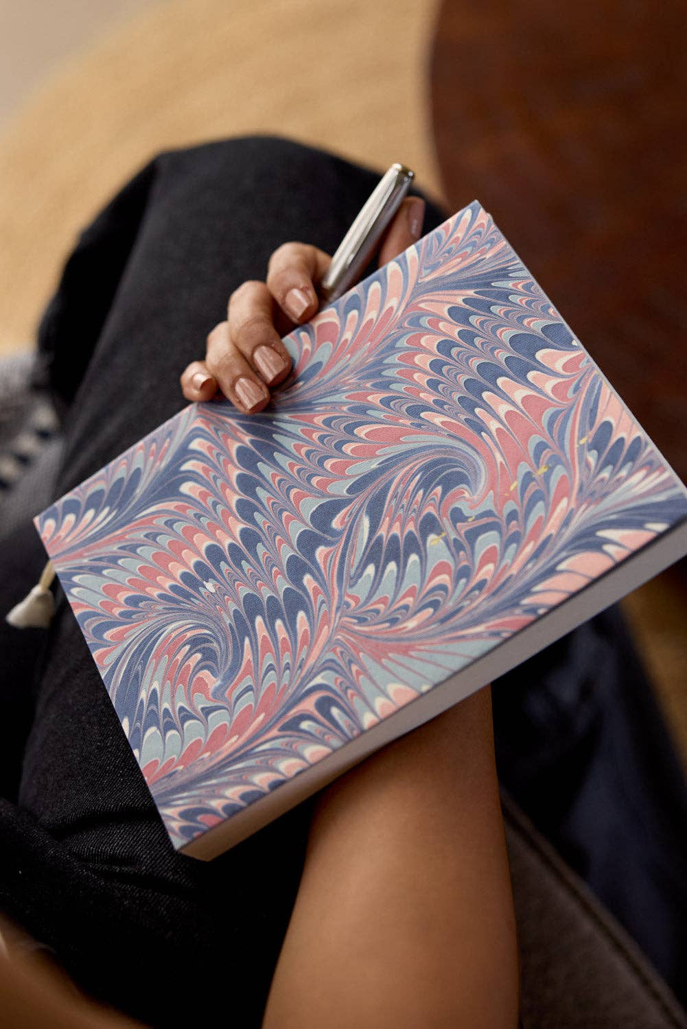 Hand Marbled Ruled Notebook A5 – Twisted Scallops Hydrangea