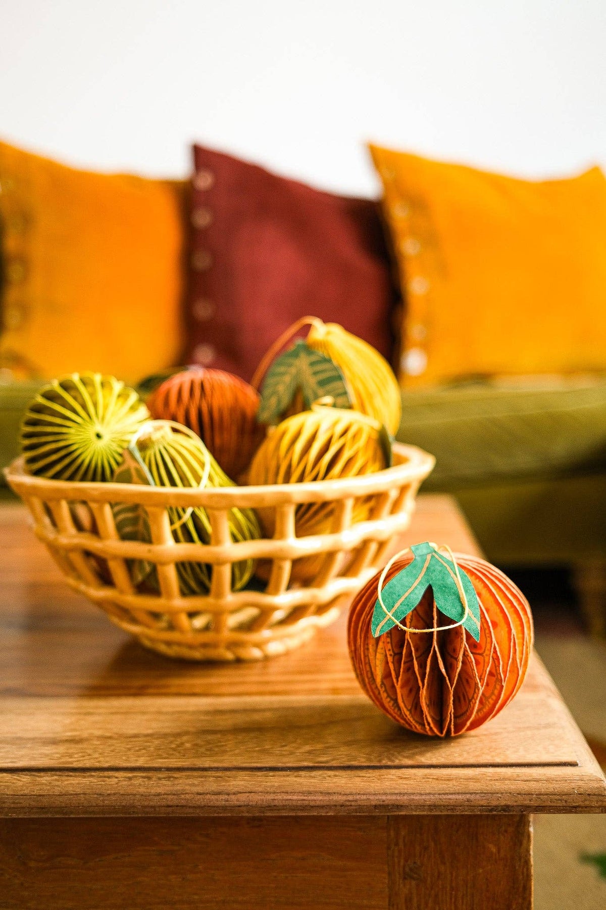 Orange Honeycomb Paper Christmas Decoration