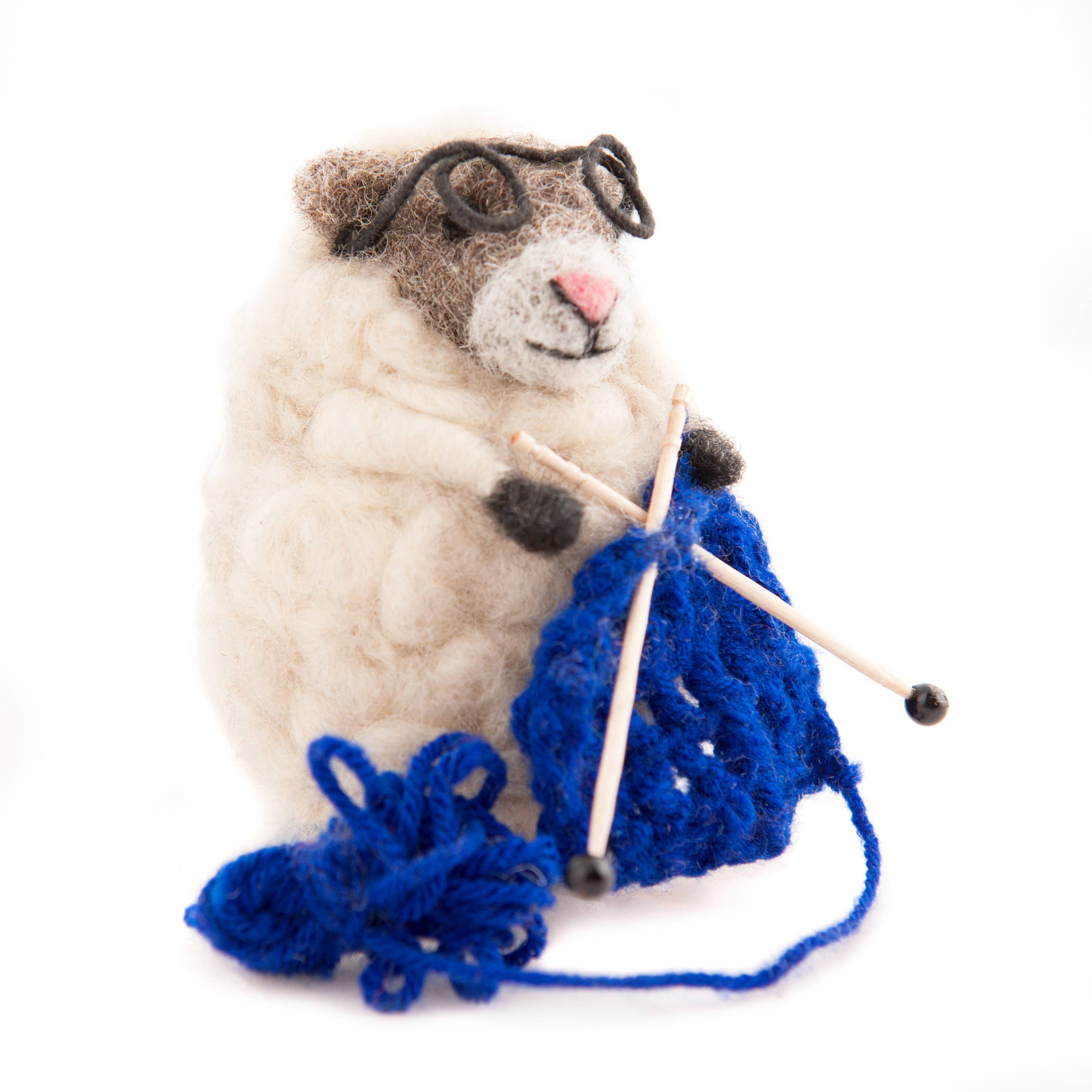 Nancy Knitting Sheep Felt Decoration