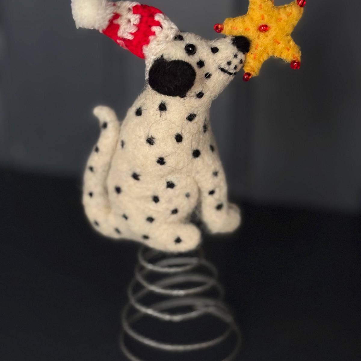 Christmas Star Spotty Dog Felt Tree Topper