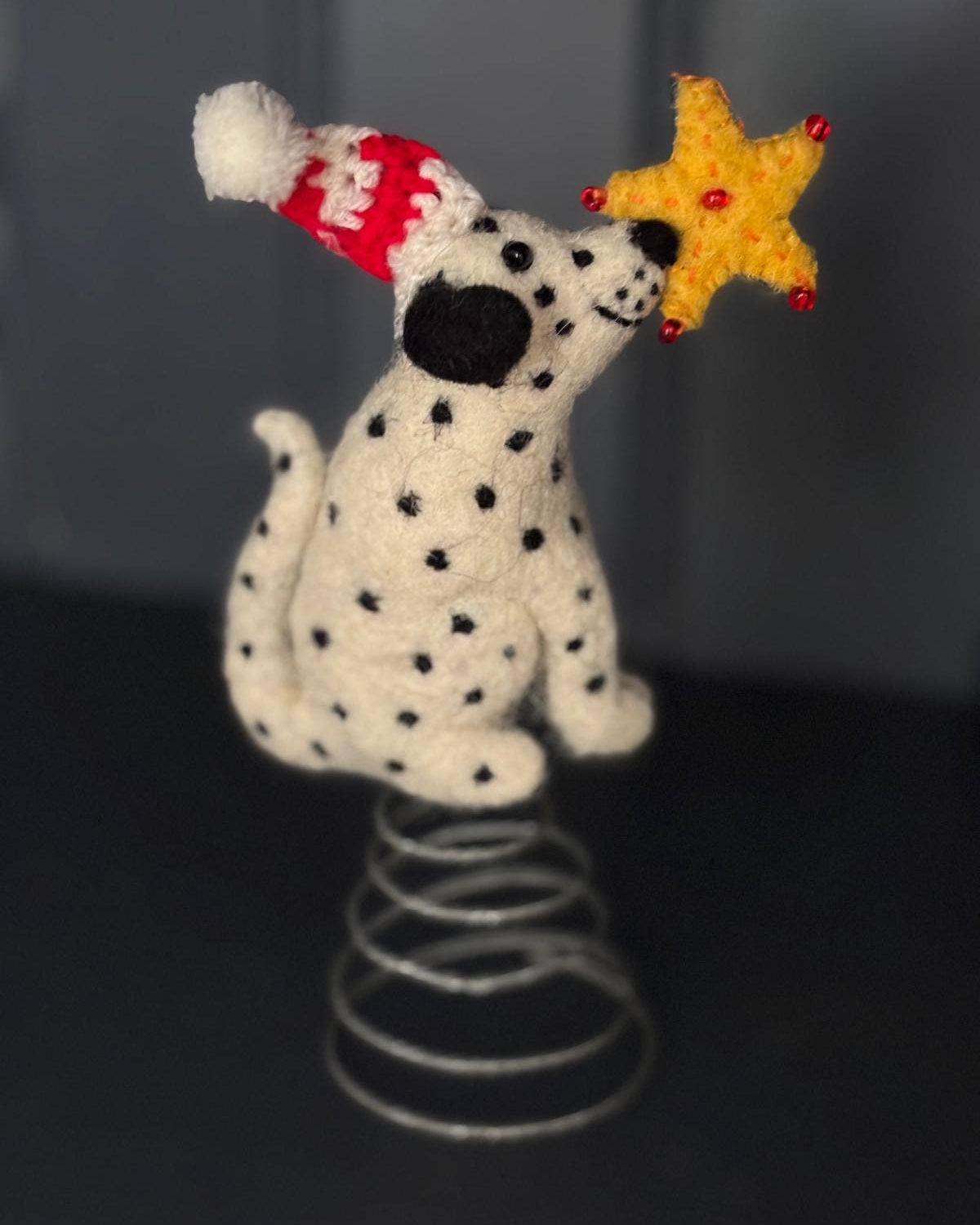 Christmas Star Spotty Dog Felt Tree Topper