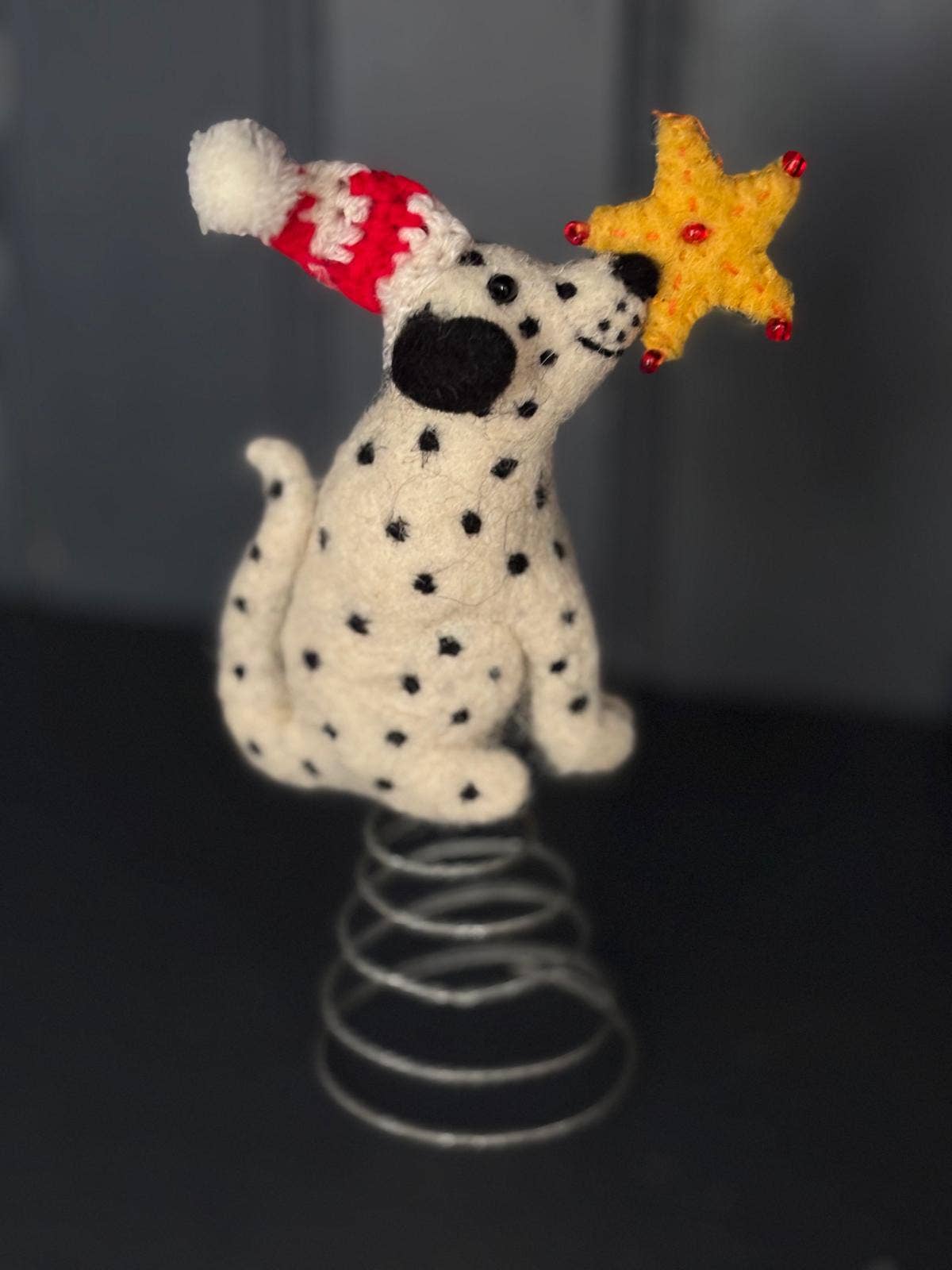 Christmas Star Spotty Dog Felt Tree Topper