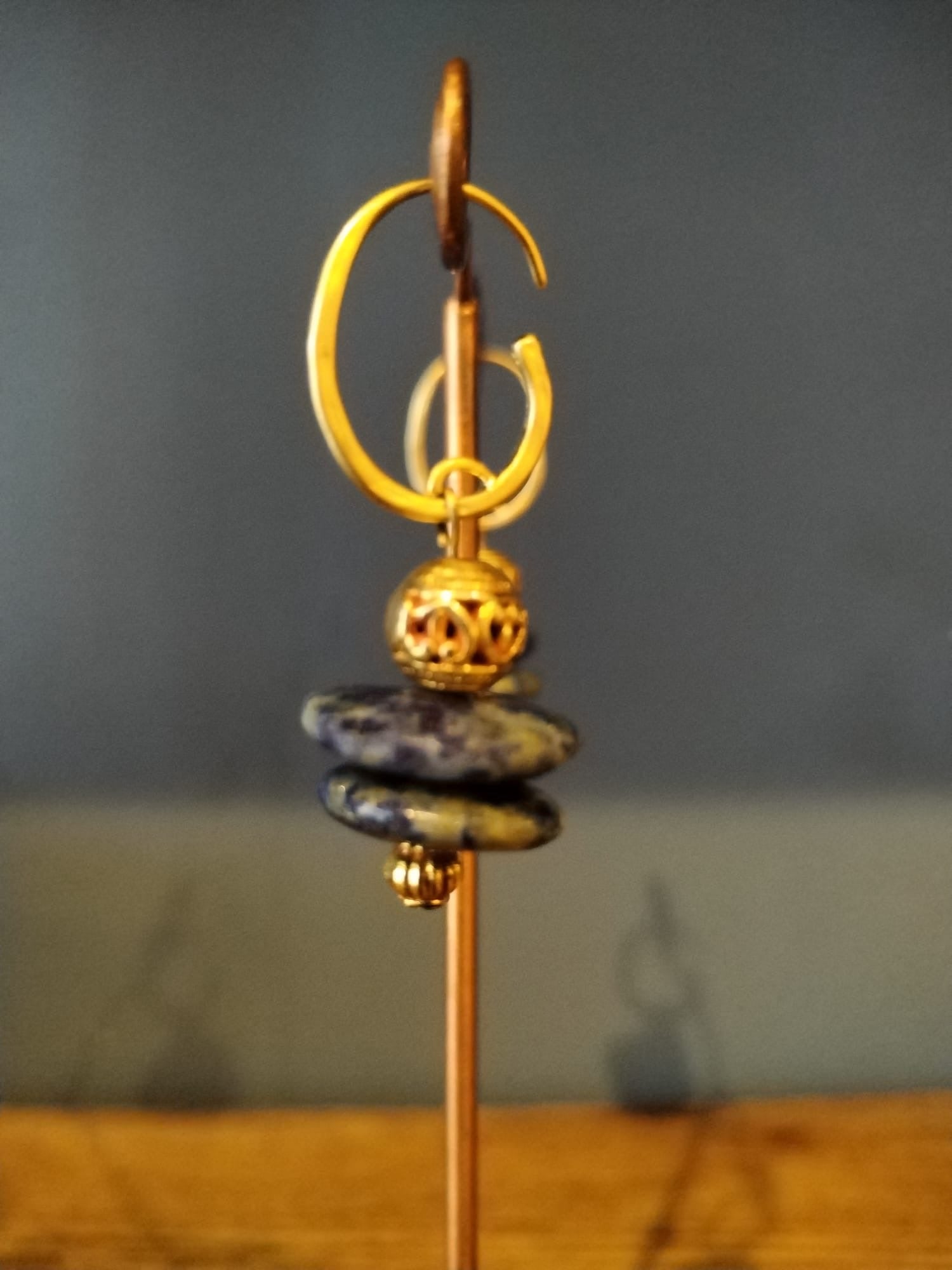 Sodalite & Gold Drop Earrings Handmade