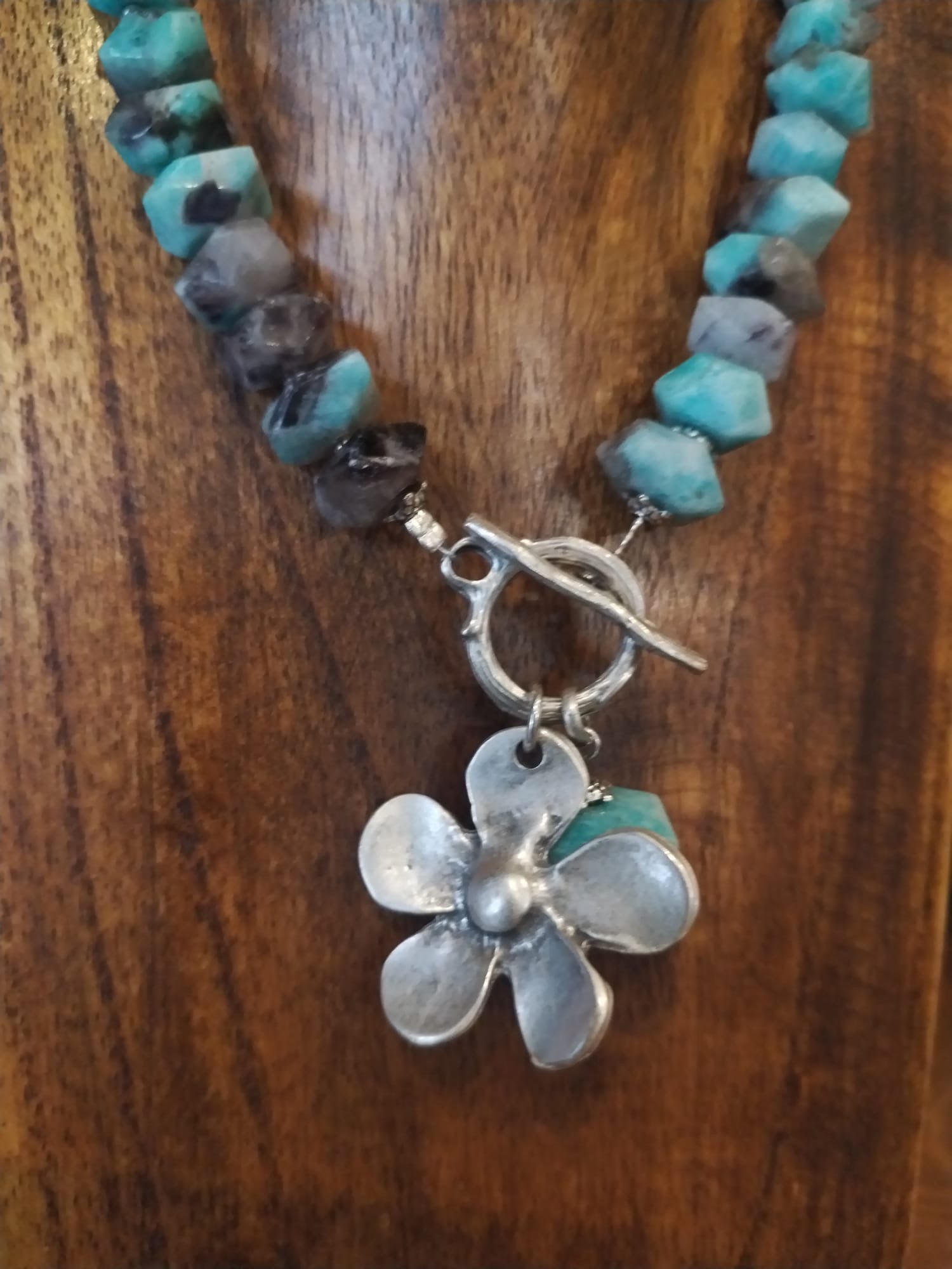 Apatite Necklace With Silver Flower Charm