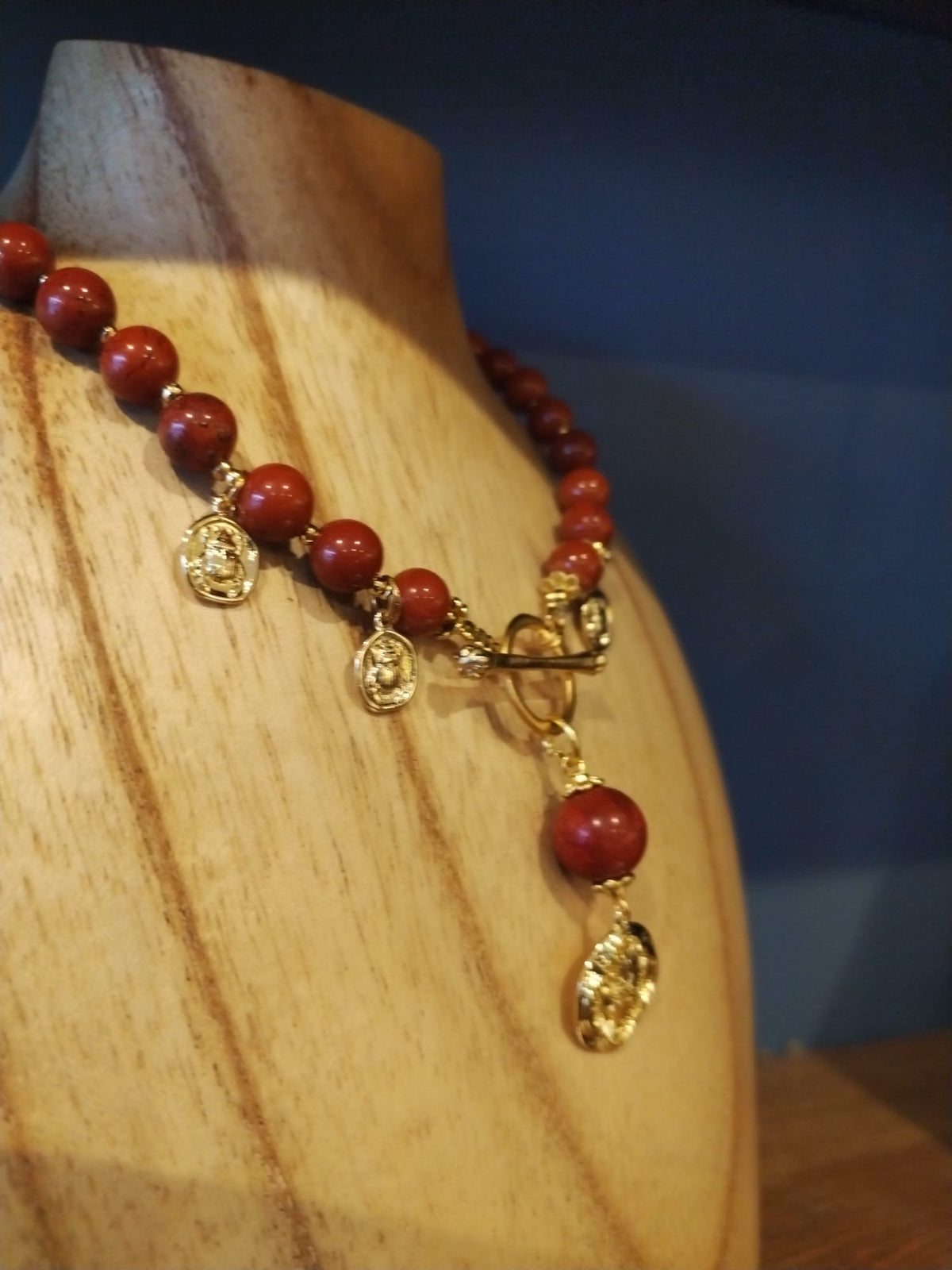 Tourmaline Necklace with Gold Charms and Medallion