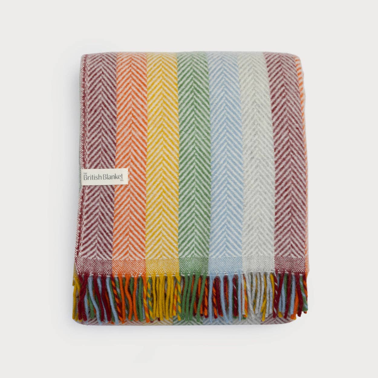 Rainbow Stripe Wool Blanket – Bright 130×200cm | The British Blanket Company