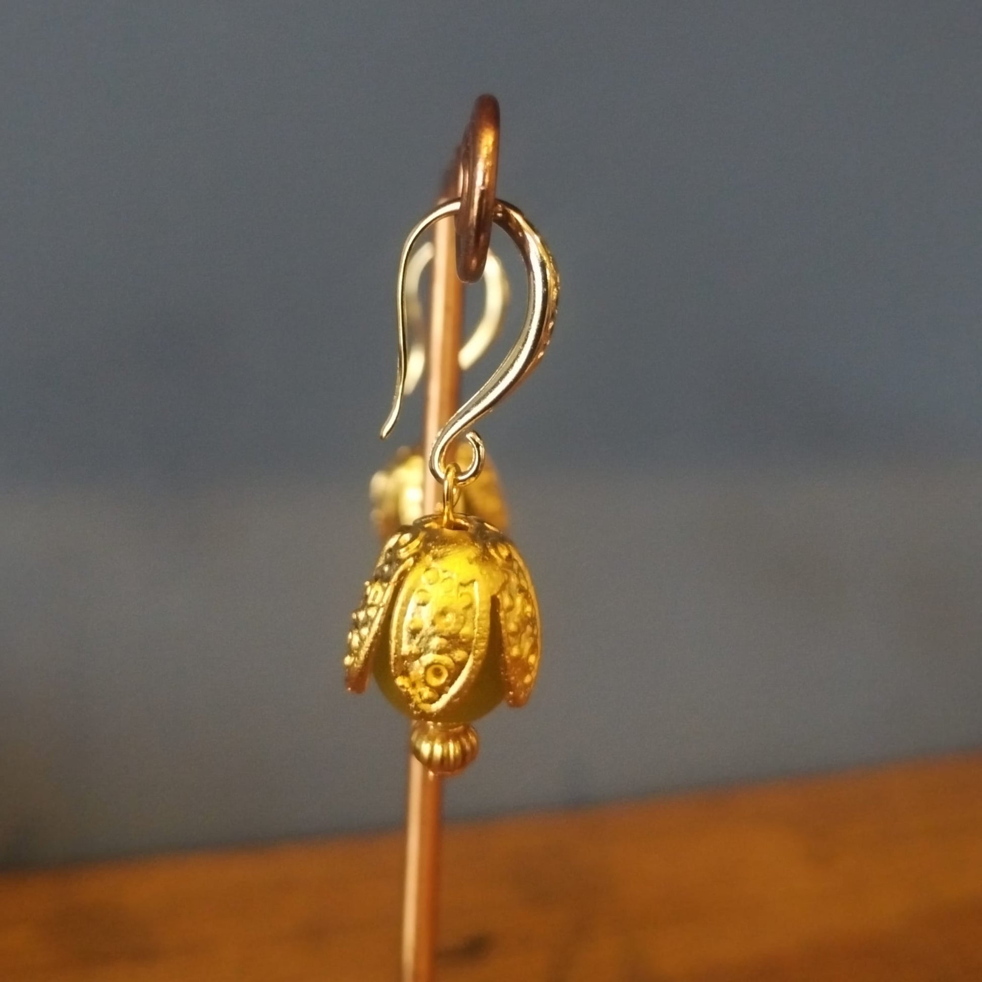 Lime Agate Gold Bud Earrings | Handmade in Bristol