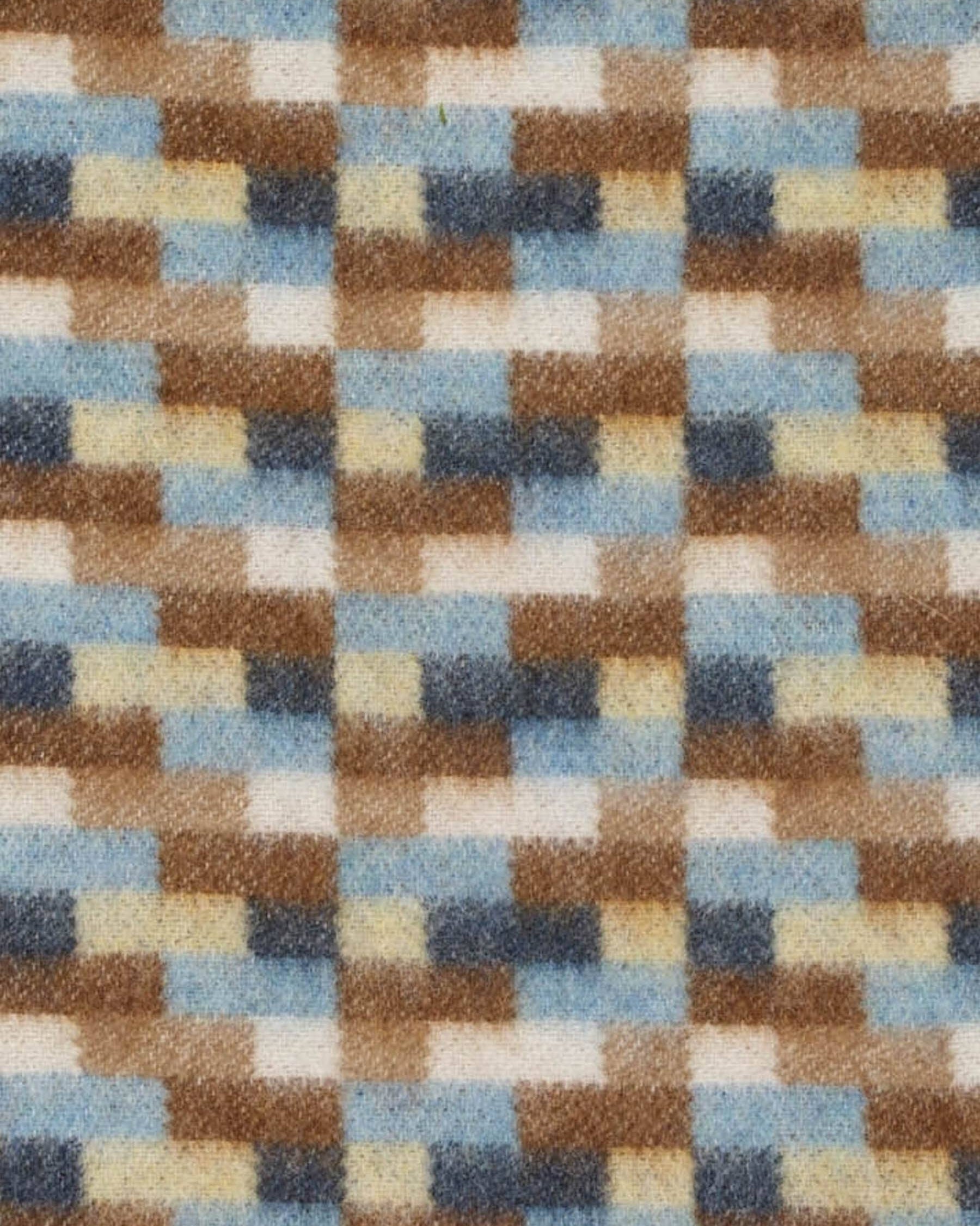 Blue and Camel Bricks Merino Wool Throw by Bronte by Moon