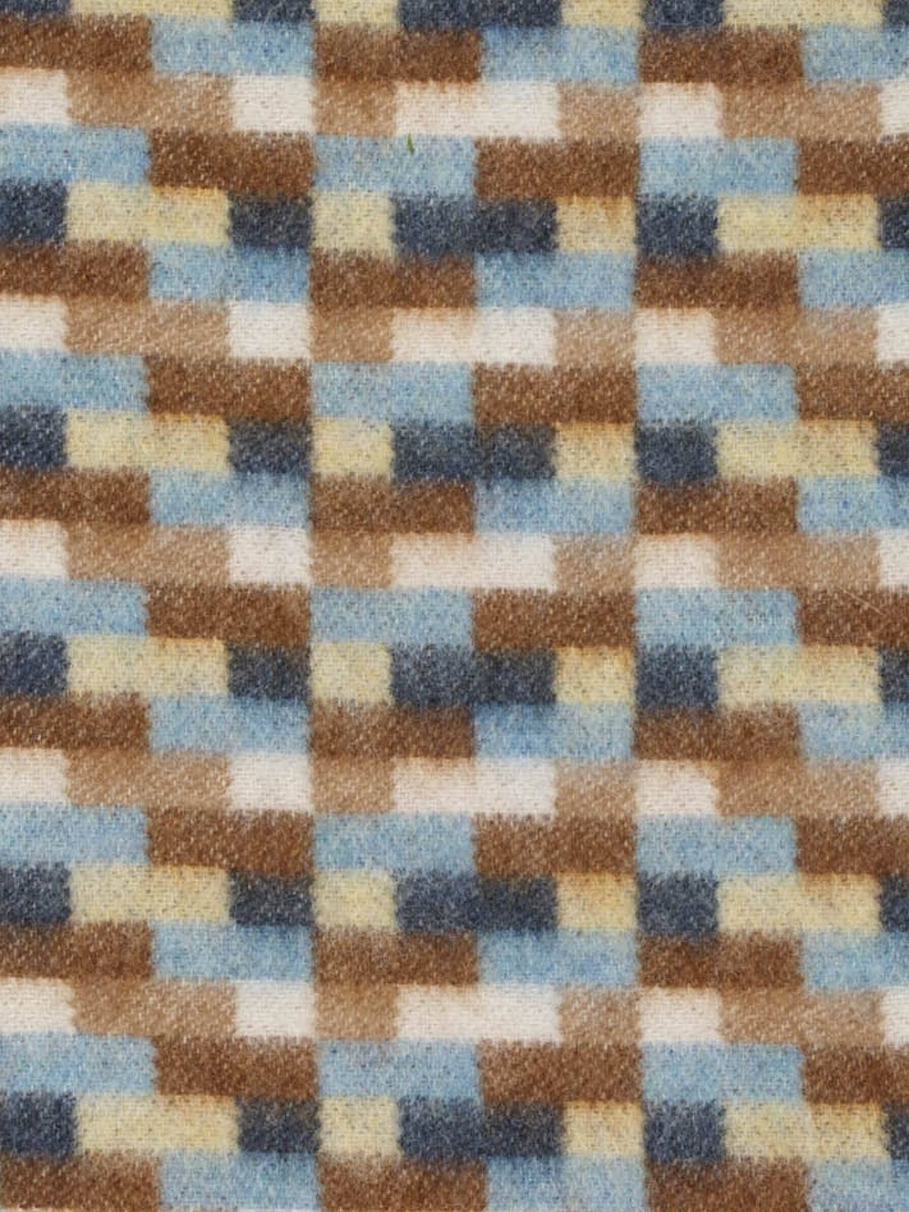 Blue and Camel Bricks Merino Wool Throw by Bronte by Moon